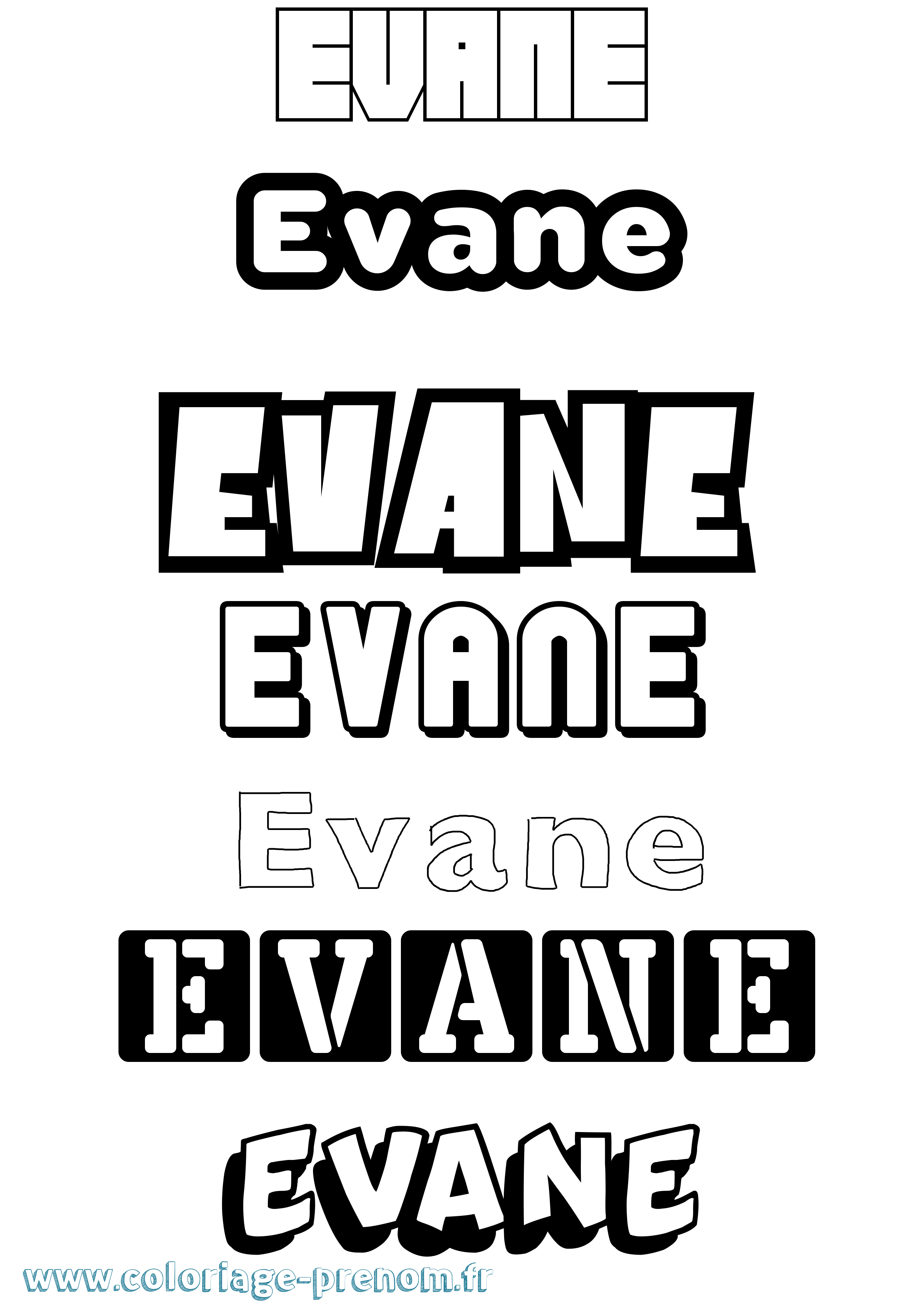 Coloriage prénom Evane Simple