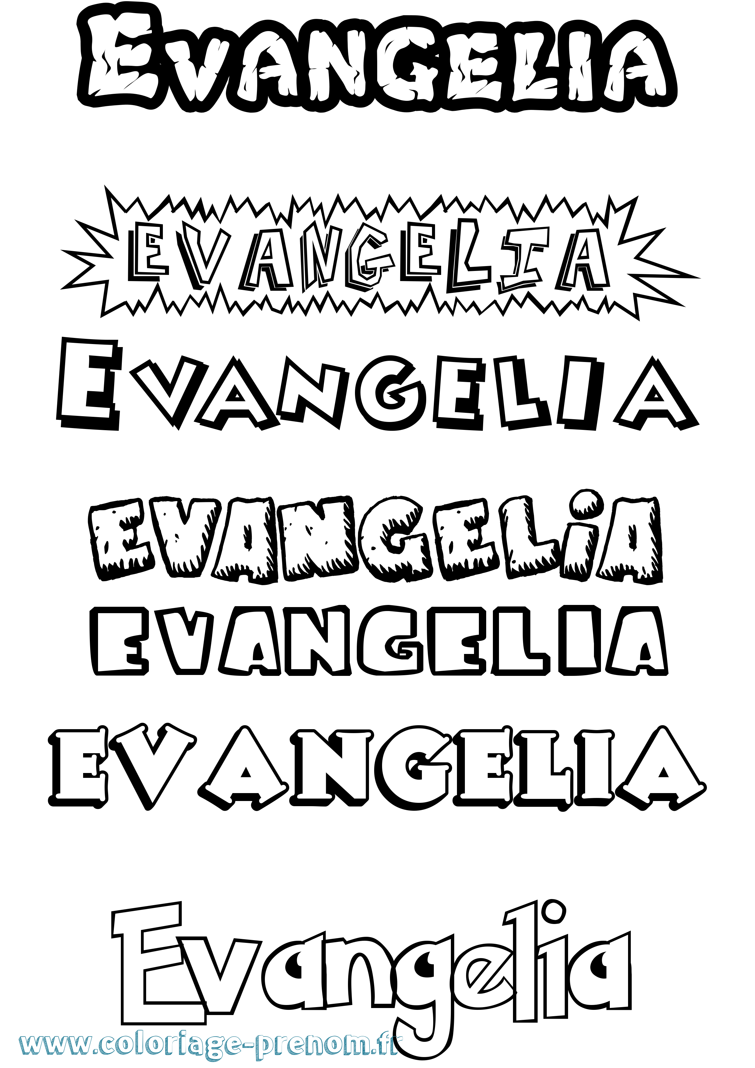 Coloriage prénom Evangelia Dessin Animé
