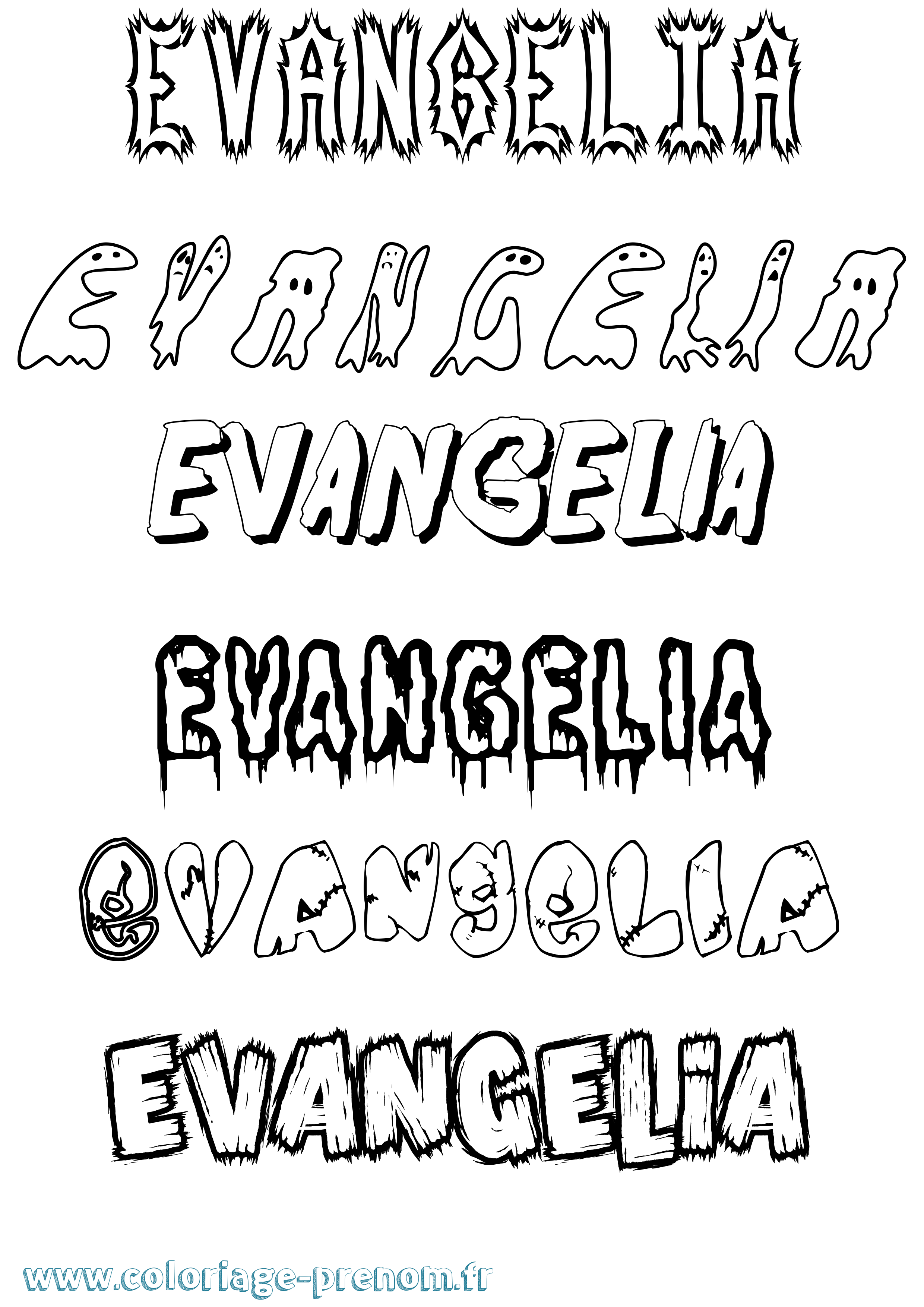 Coloriage prénom Evangelia Frisson