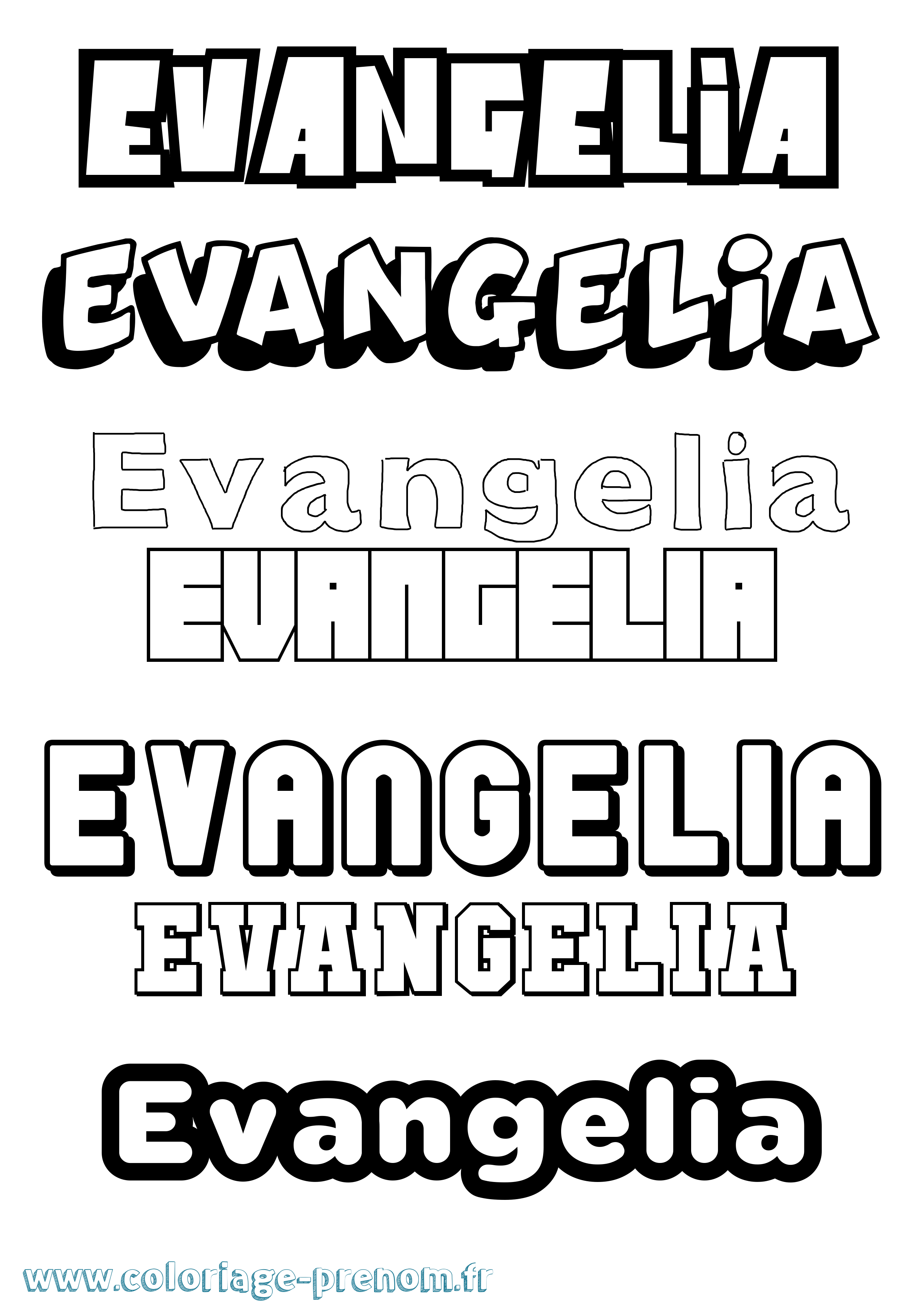 Coloriage prénom Evangelia Simple