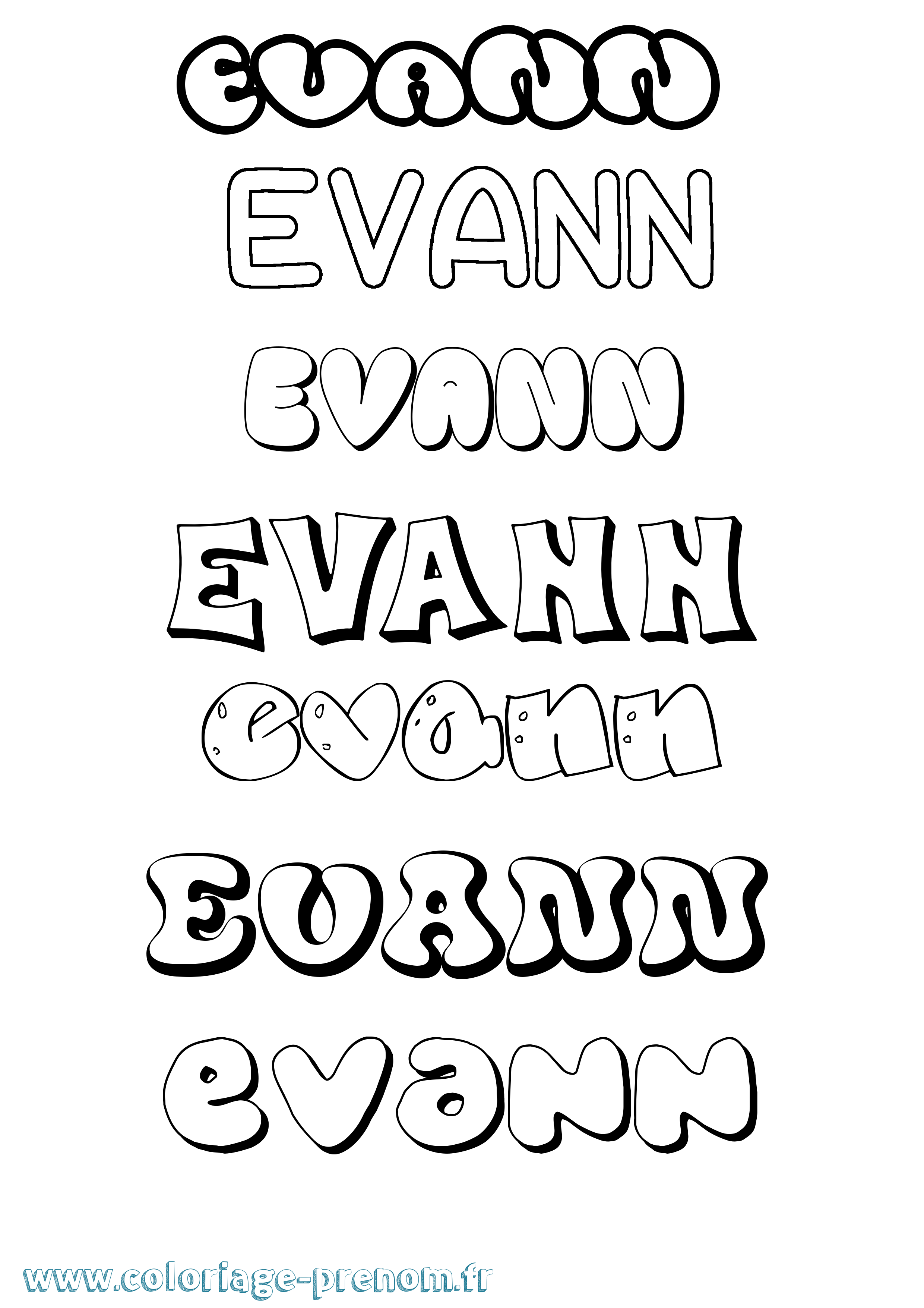 Coloriage prénom Evann