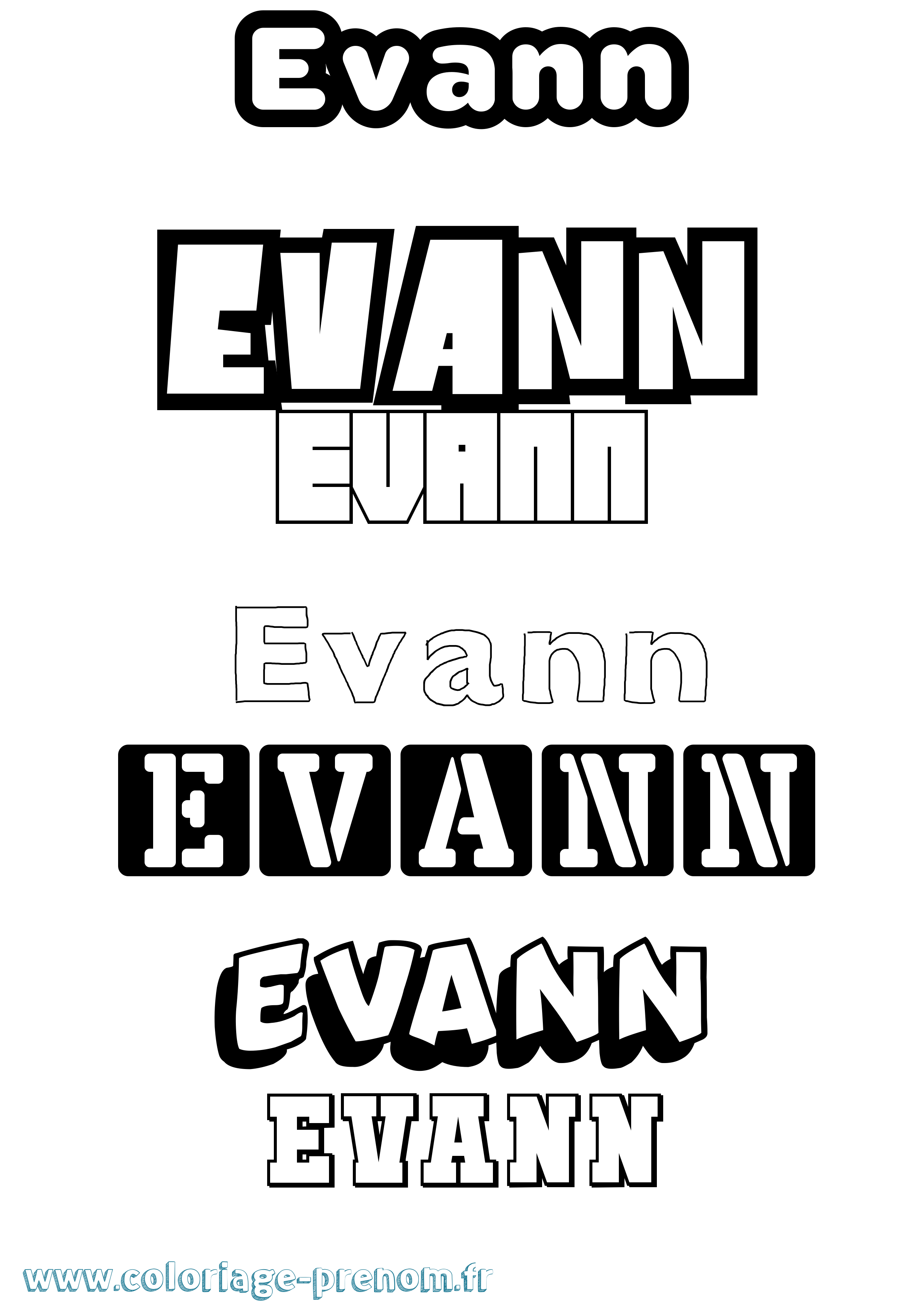 Coloriage prénom Evann