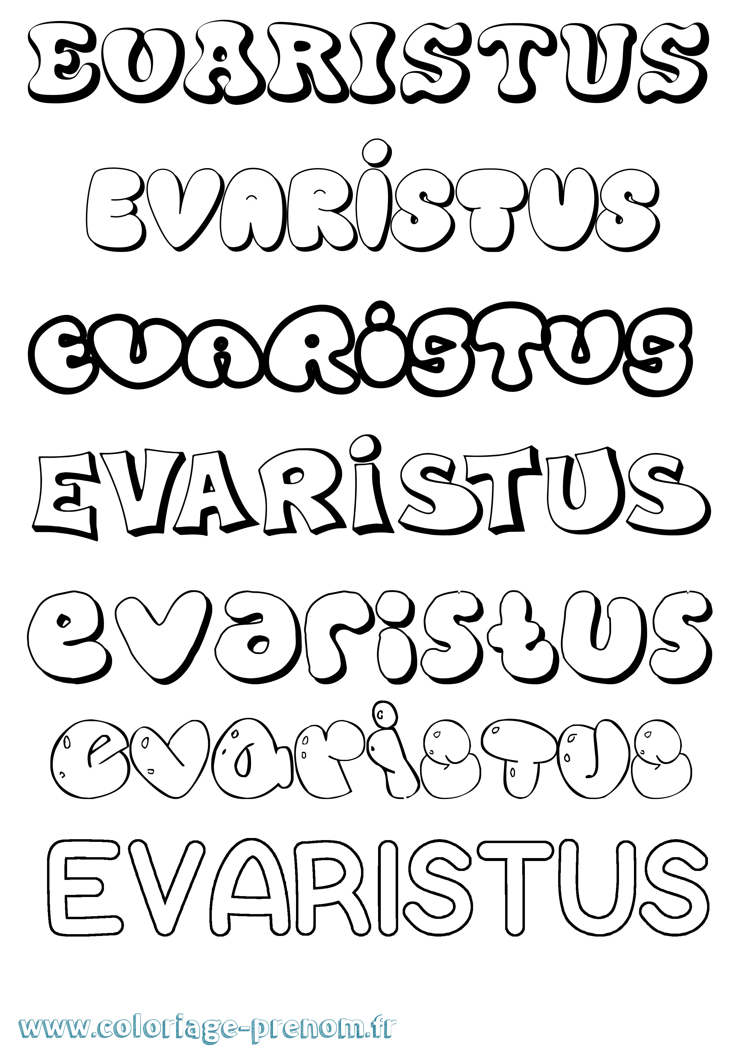 Coloriage prénom Evaristus Bubble