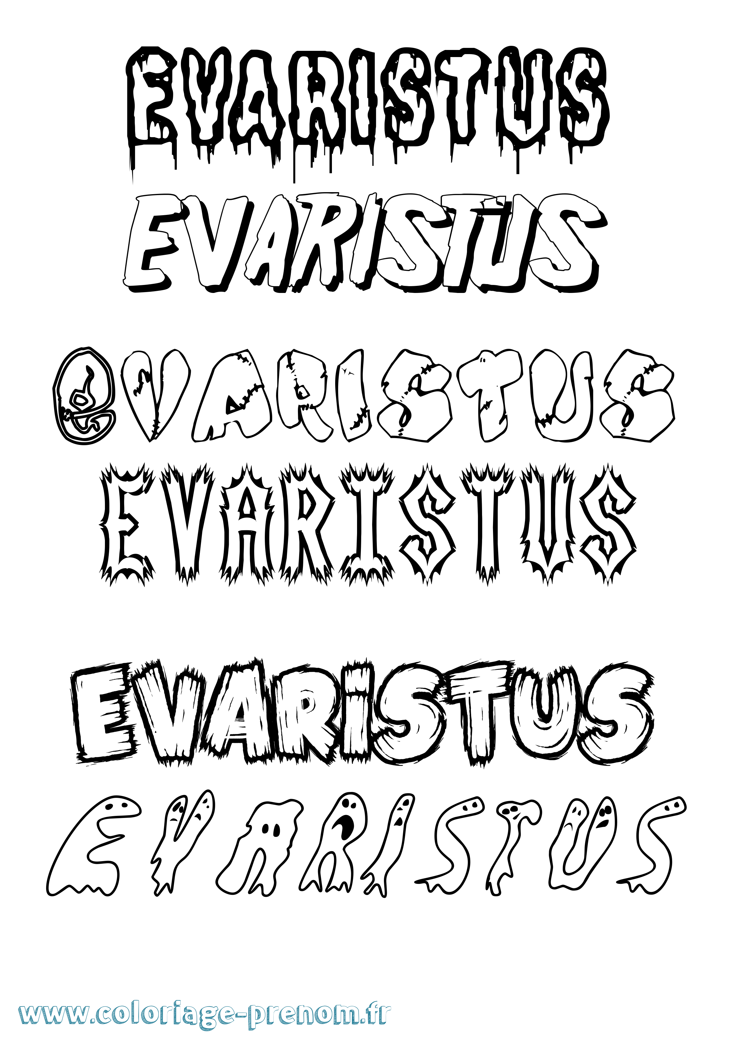 Coloriage prénom Evaristus Frisson
