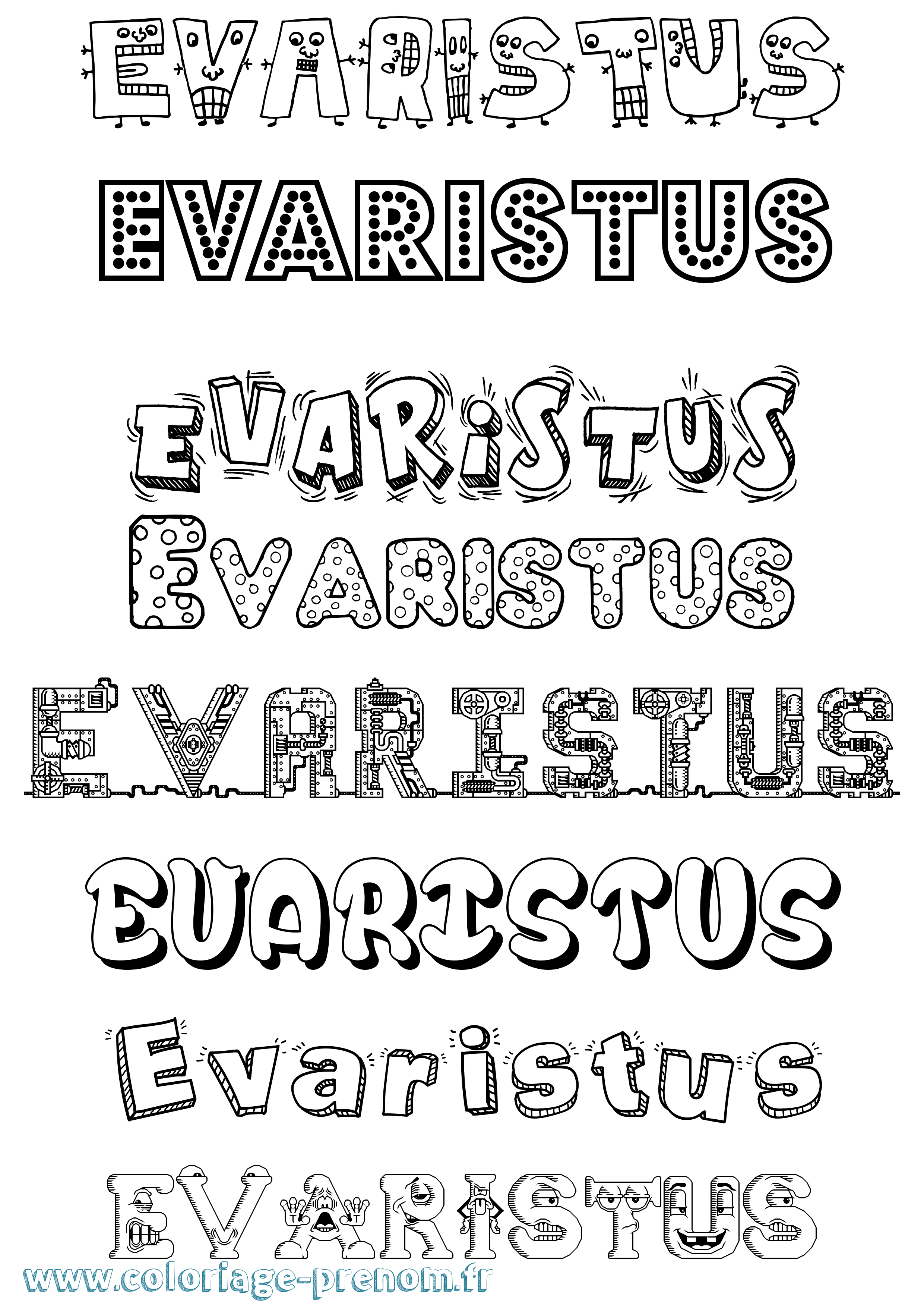 Coloriage prénom Evaristus Fun