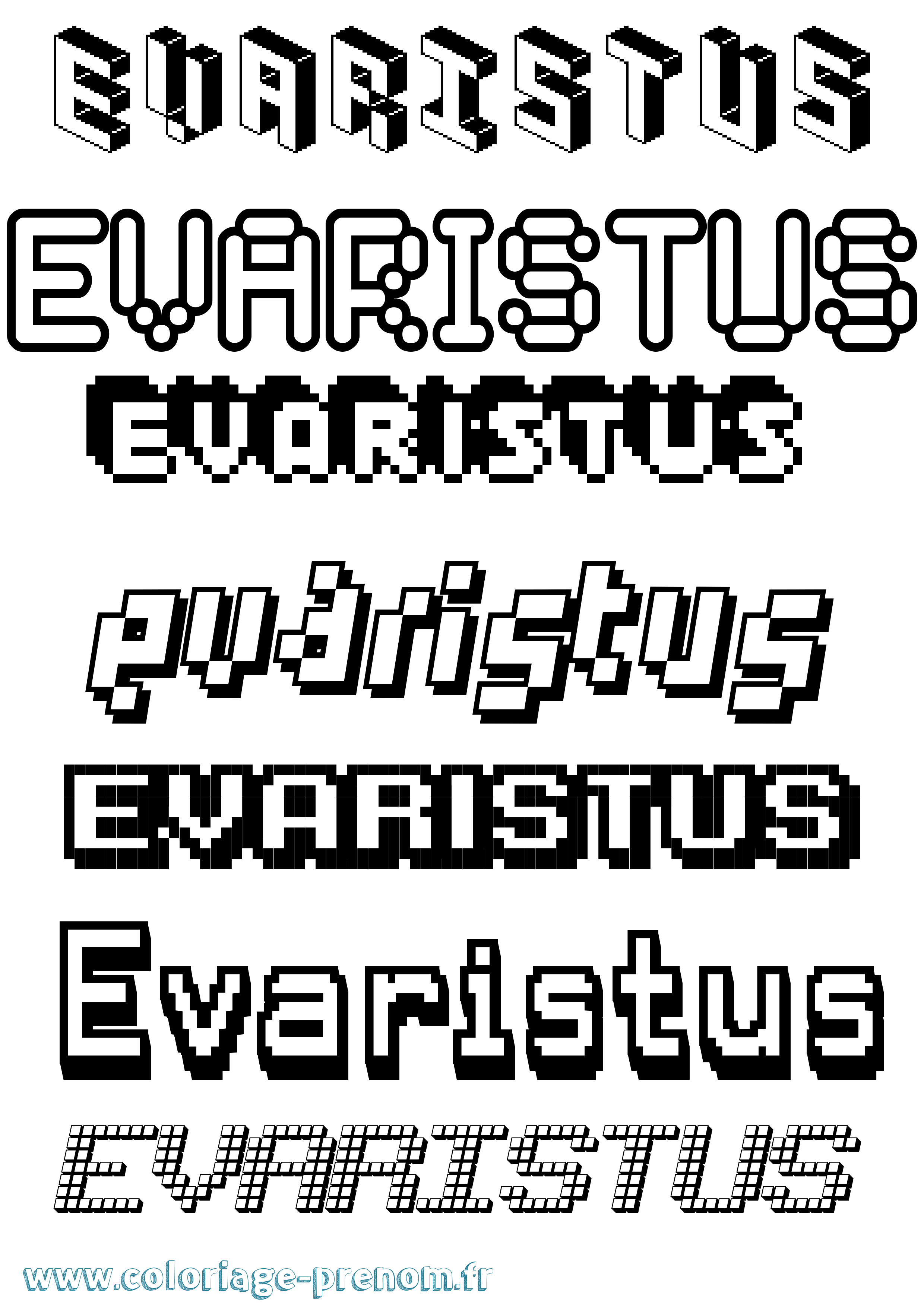 Coloriage prénom Evaristus Pixel