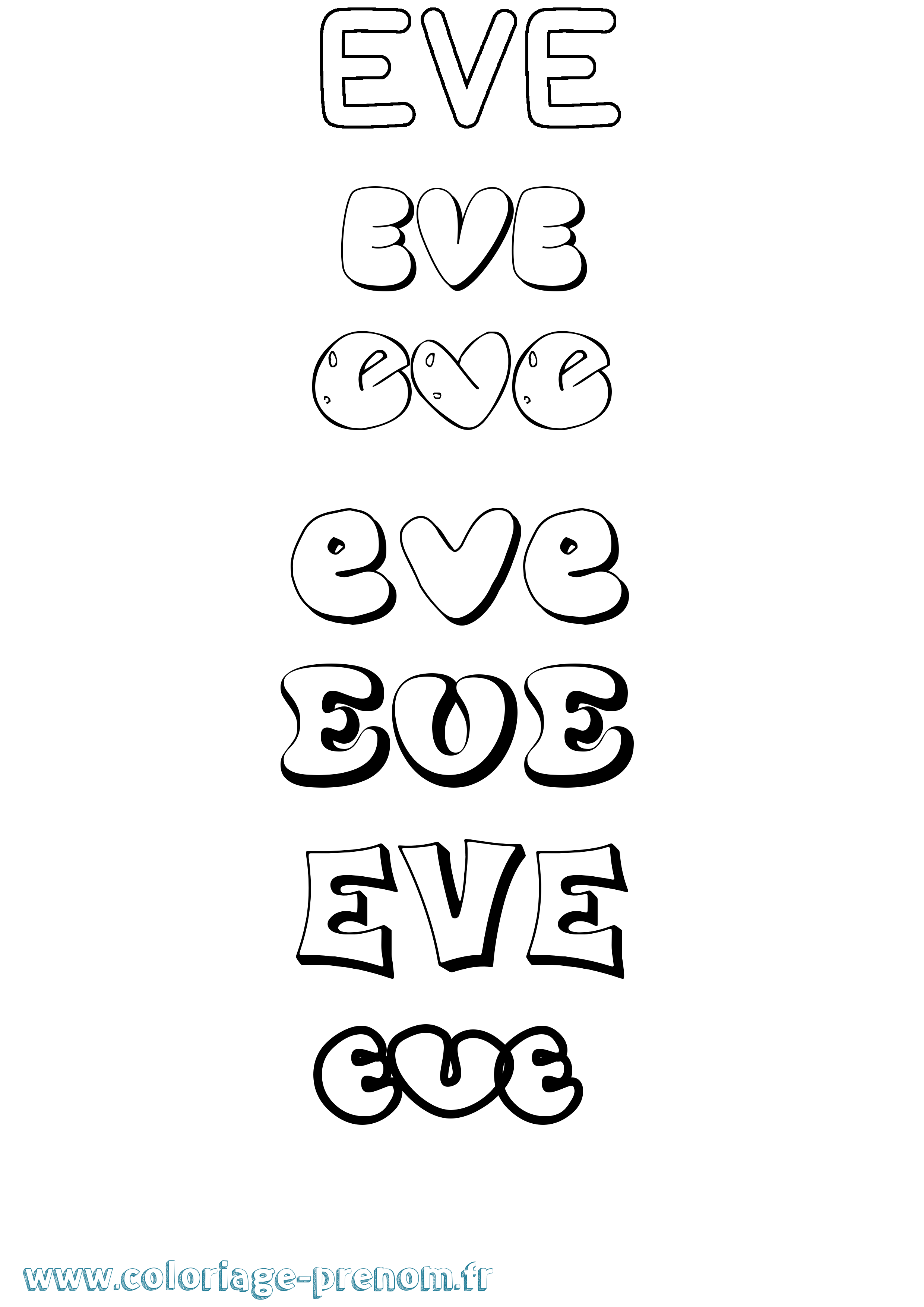 Coloriage prénom Eve Bubble