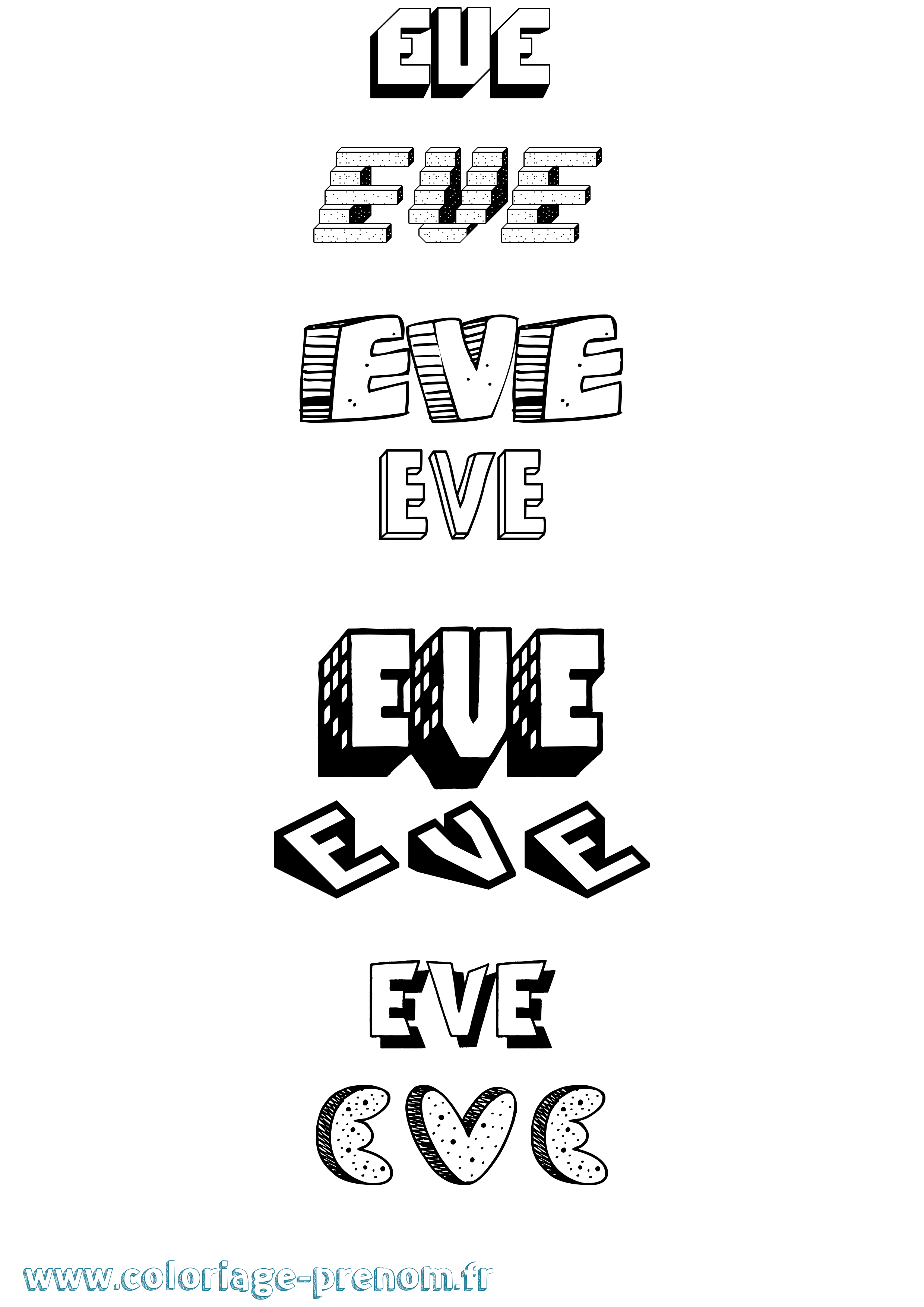 Coloriage prénom Eve Effet 3D