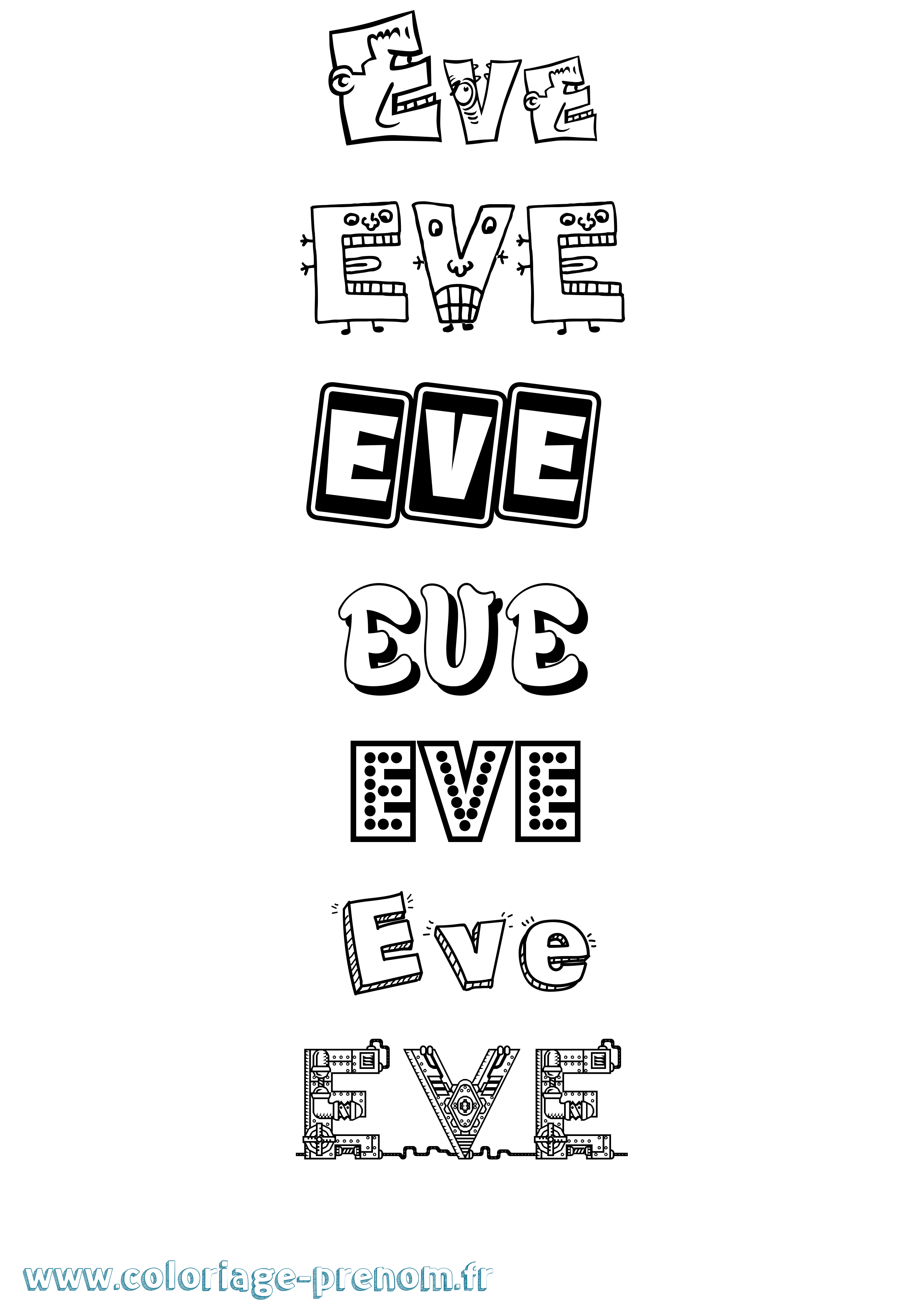 Coloriage prénom Eve Fun