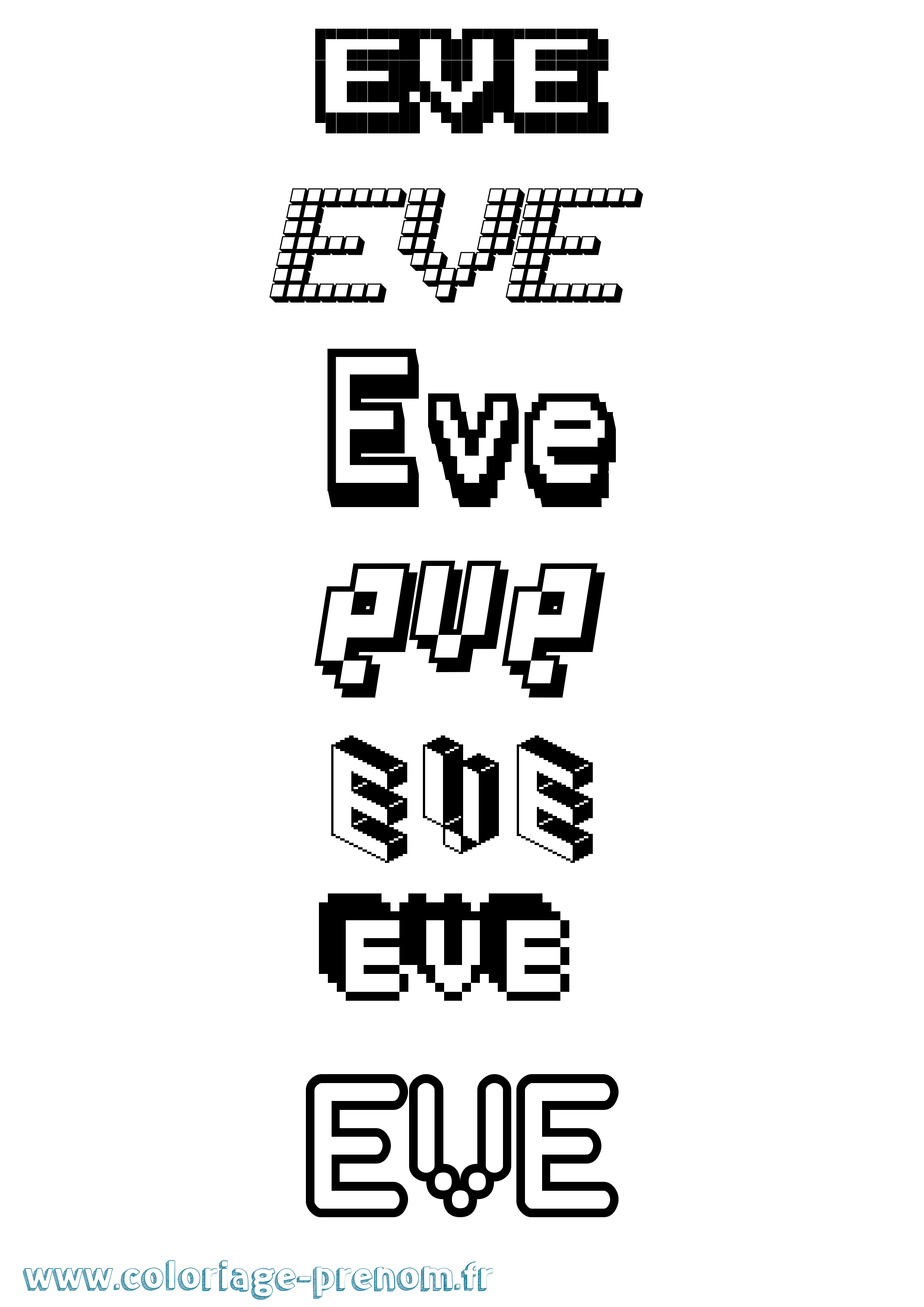 Coloriage prénom Eve Pixel
