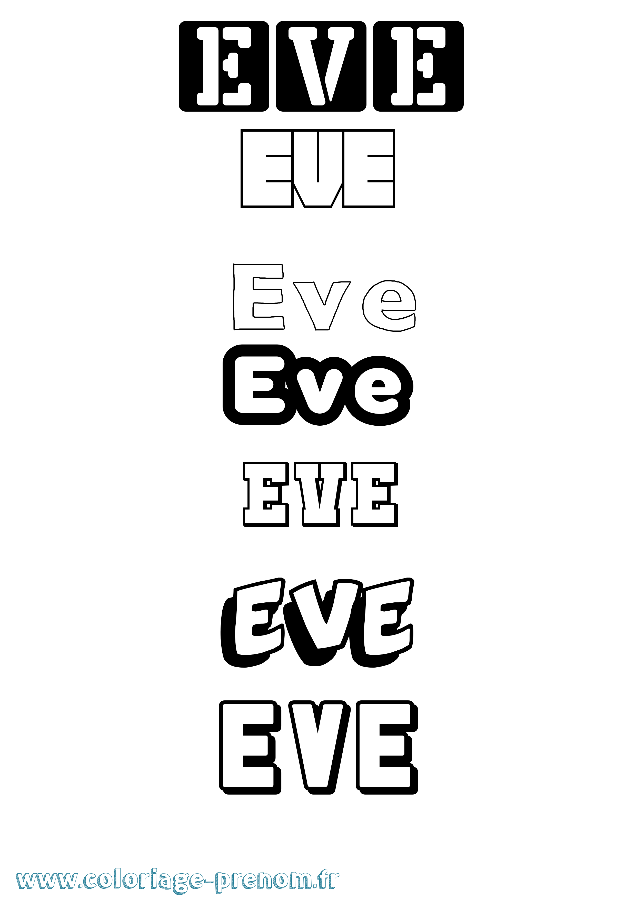 Coloriage prénom Eve Simple