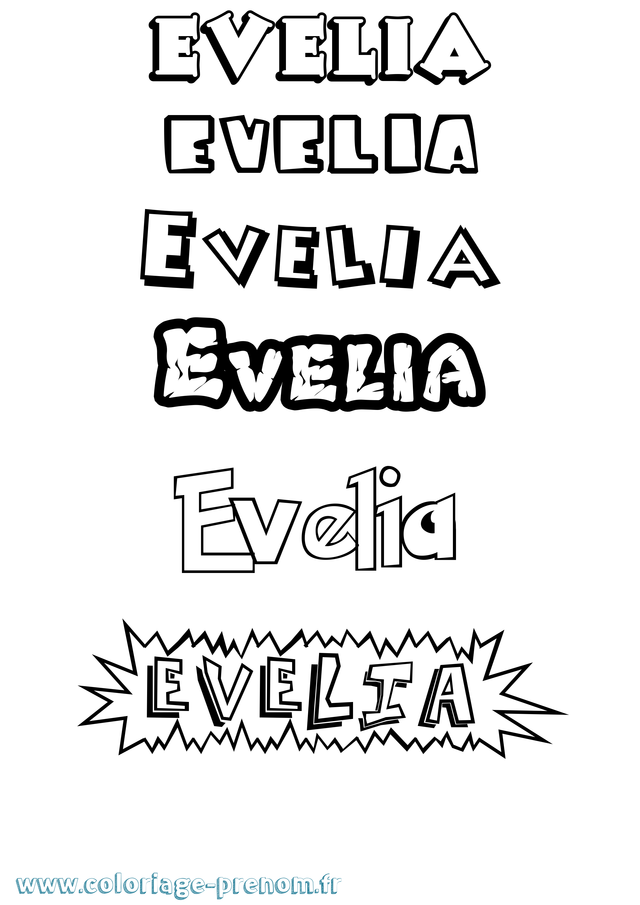 Coloriage prénom Evelia Dessin Animé