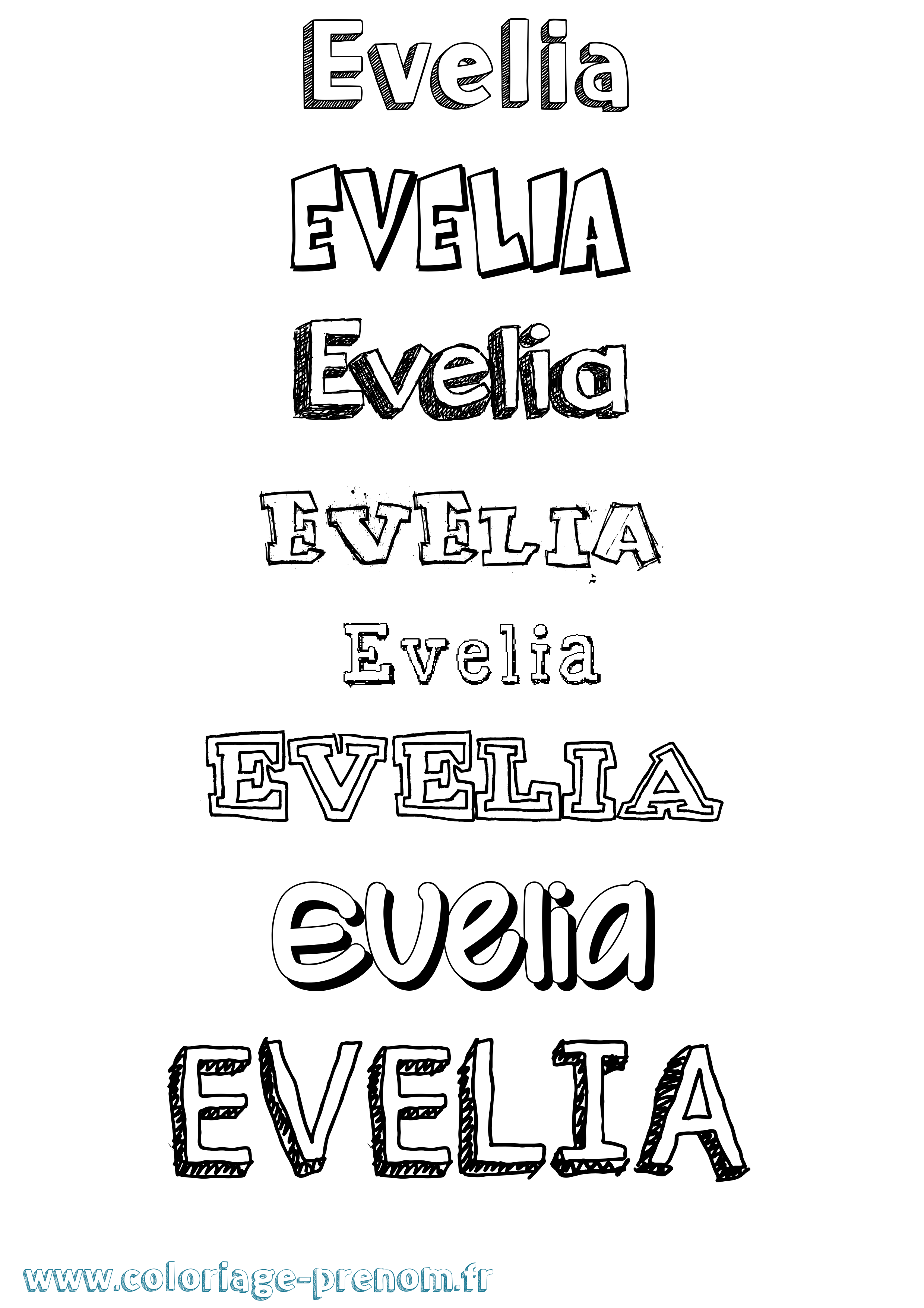 Coloriage prénom Evelia Dessiné