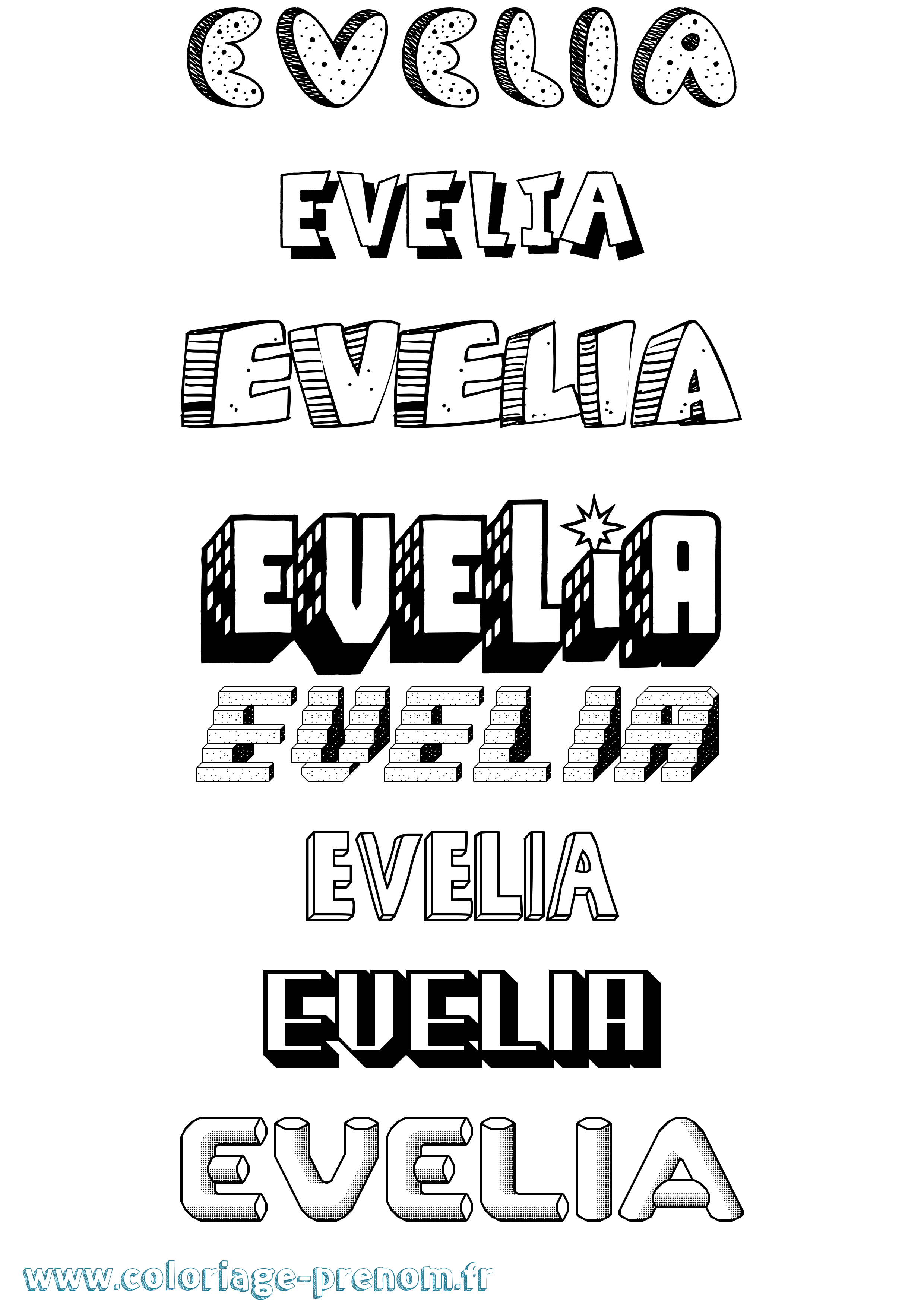 Coloriage prénom Evelia Effet 3D