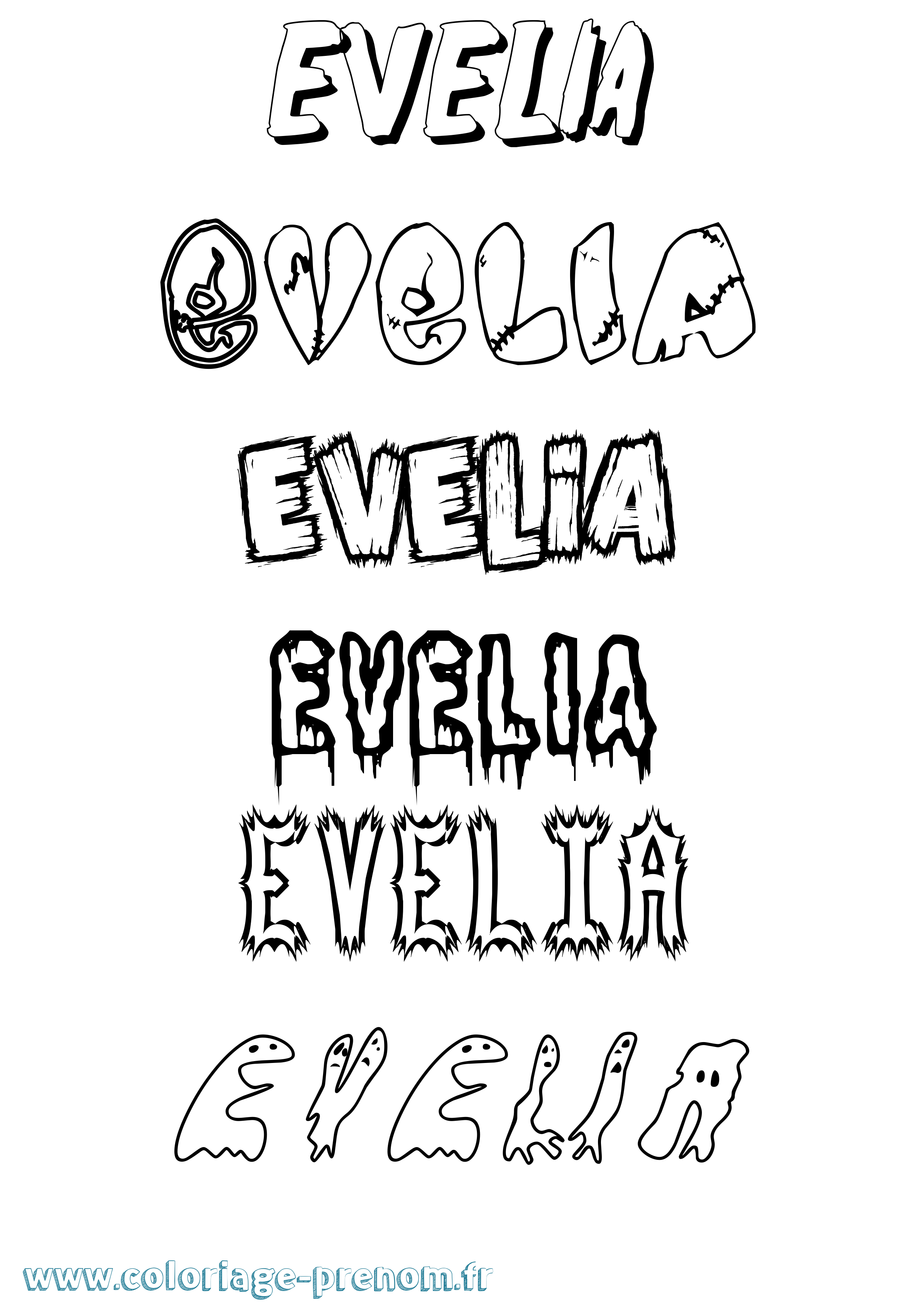 Coloriage prénom Evelia Frisson