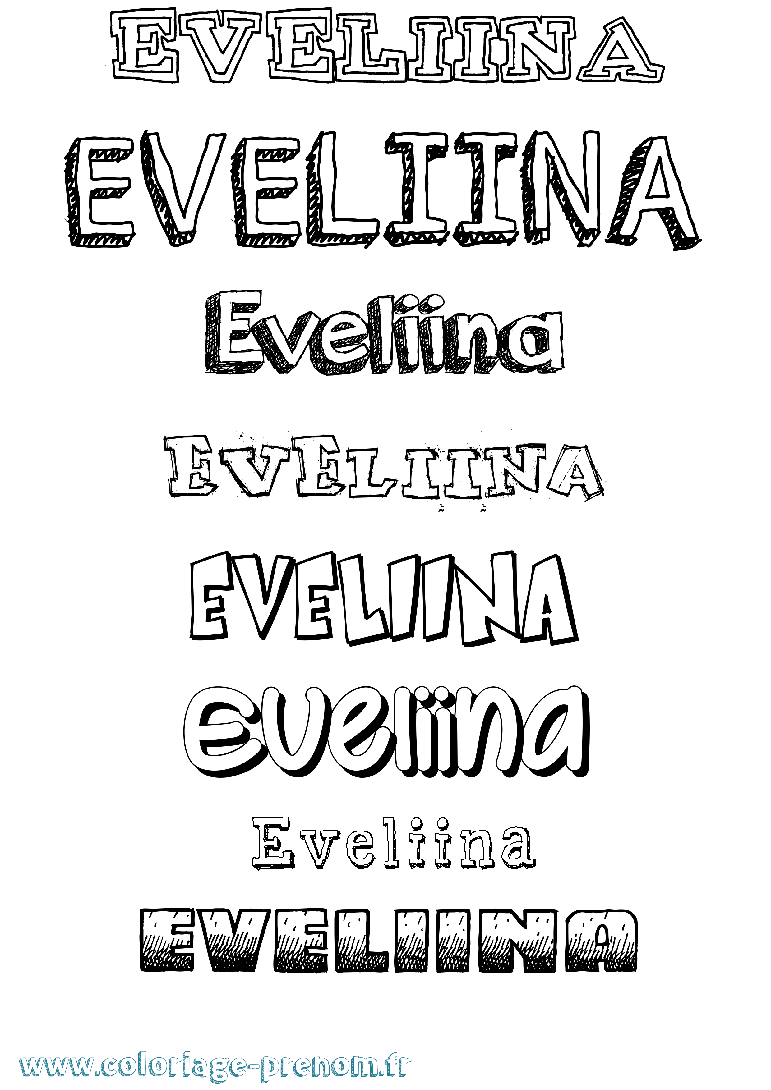 Coloriage prénom Eveliina Dessiné