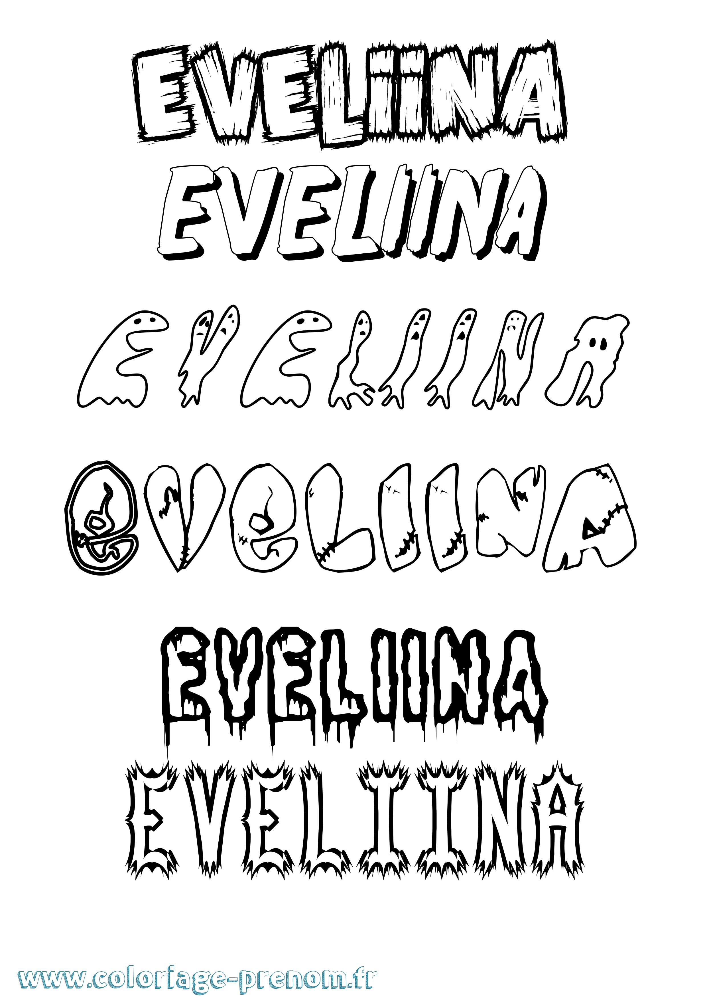 Coloriage prénom Eveliina Frisson