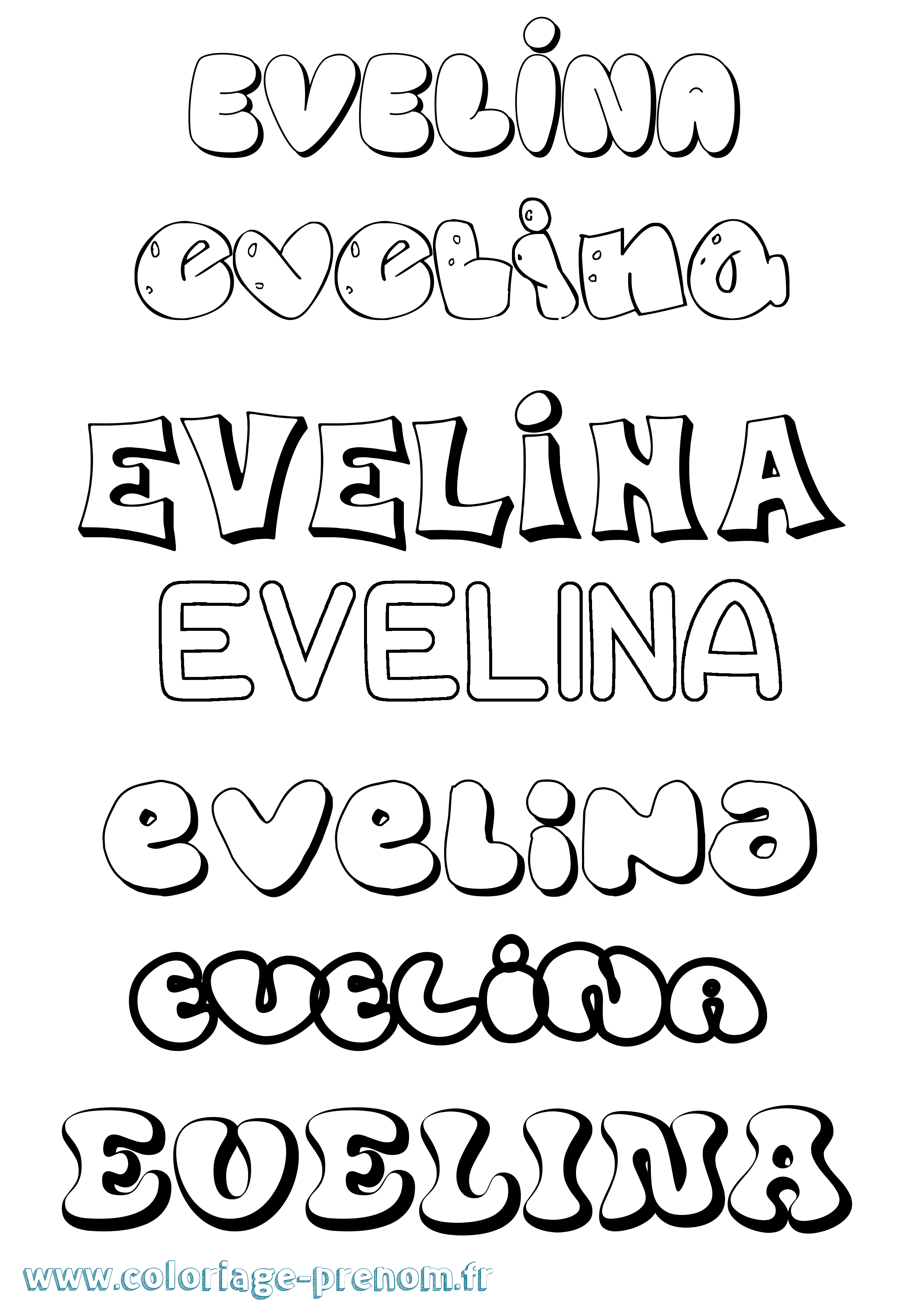 Coloriage Evelina Bubble Coloriage prénom Evelina Bubble