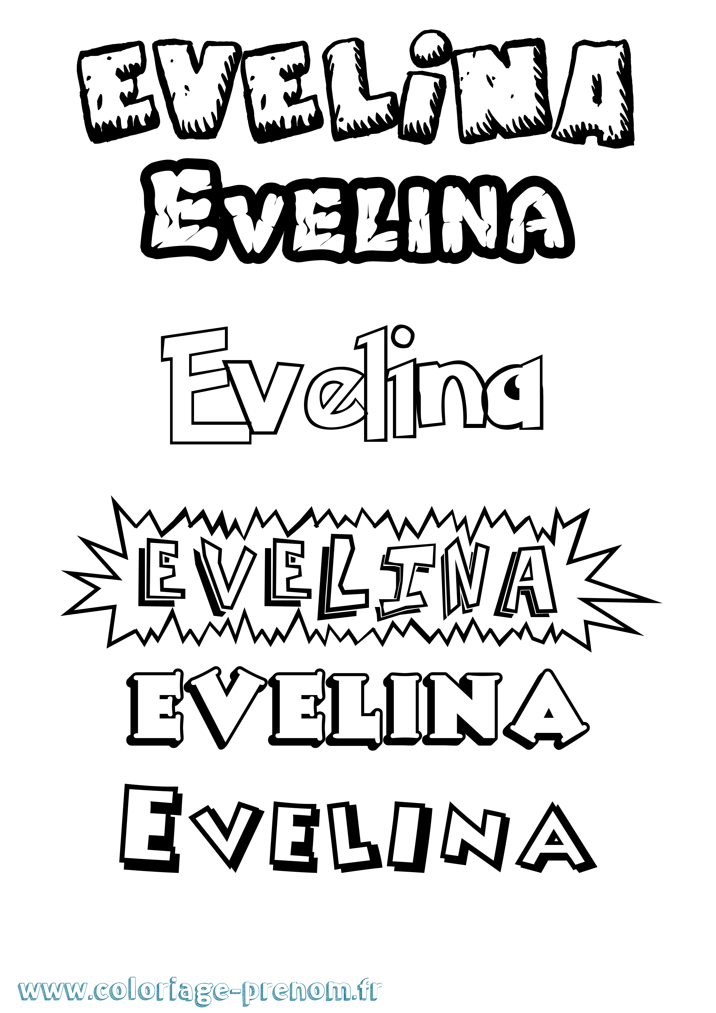Coloriage Evelina Dessin Animé Coloriage prénom Evelina Dessin Animé