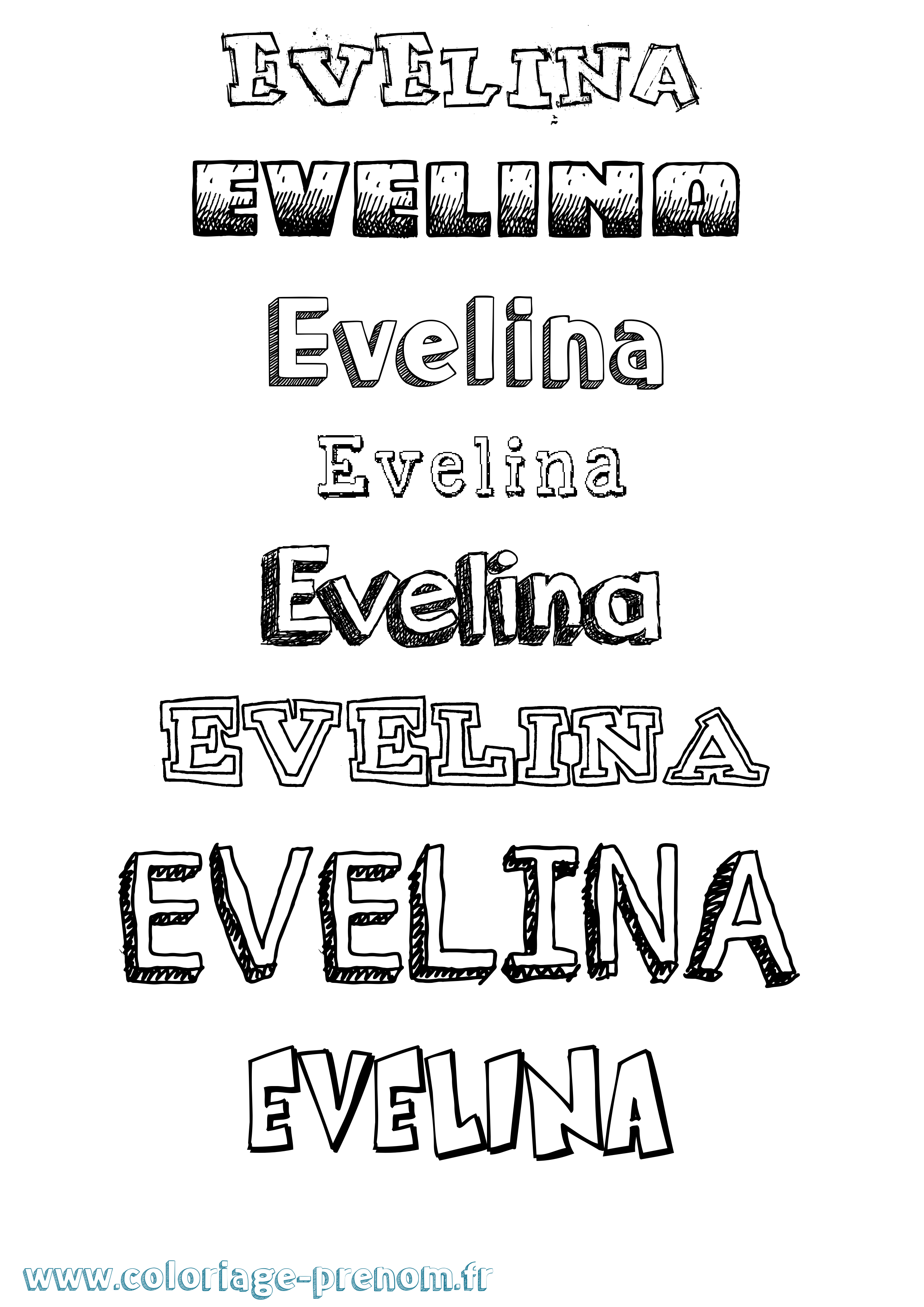 Coloriage Evelina Dessiné Coloriage prénom Evelina Dessiné