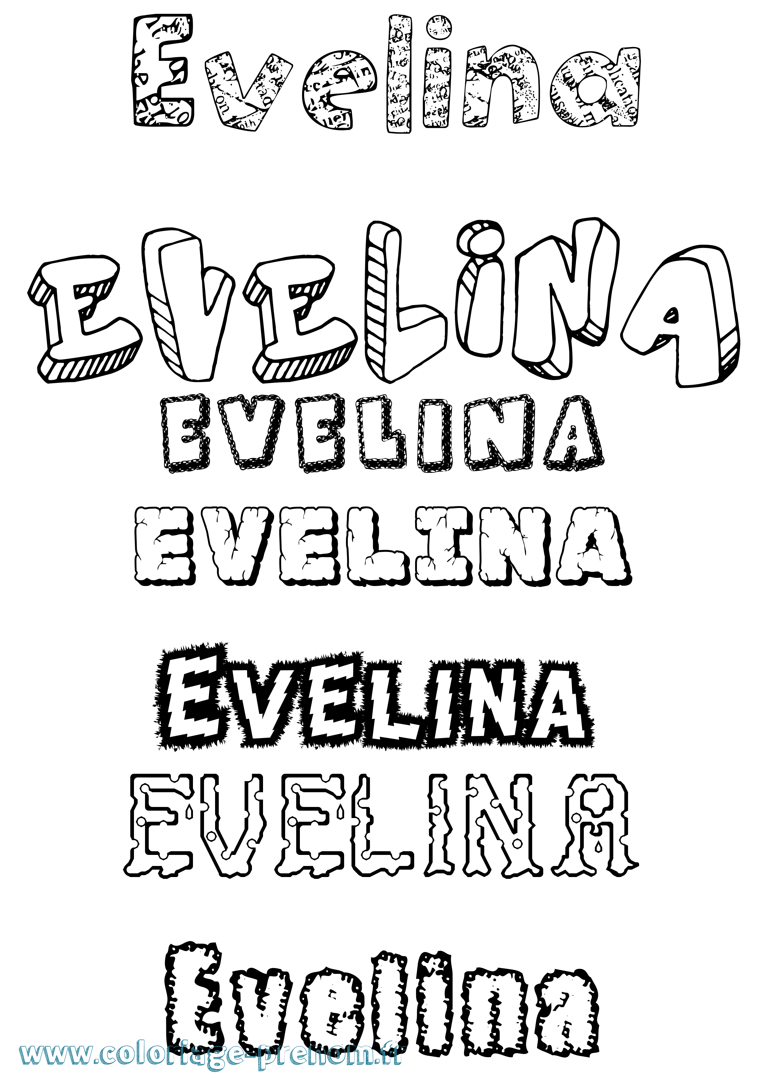 Coloriage Evelina Destructuré Coloriage prénom Evelina Destructuré
