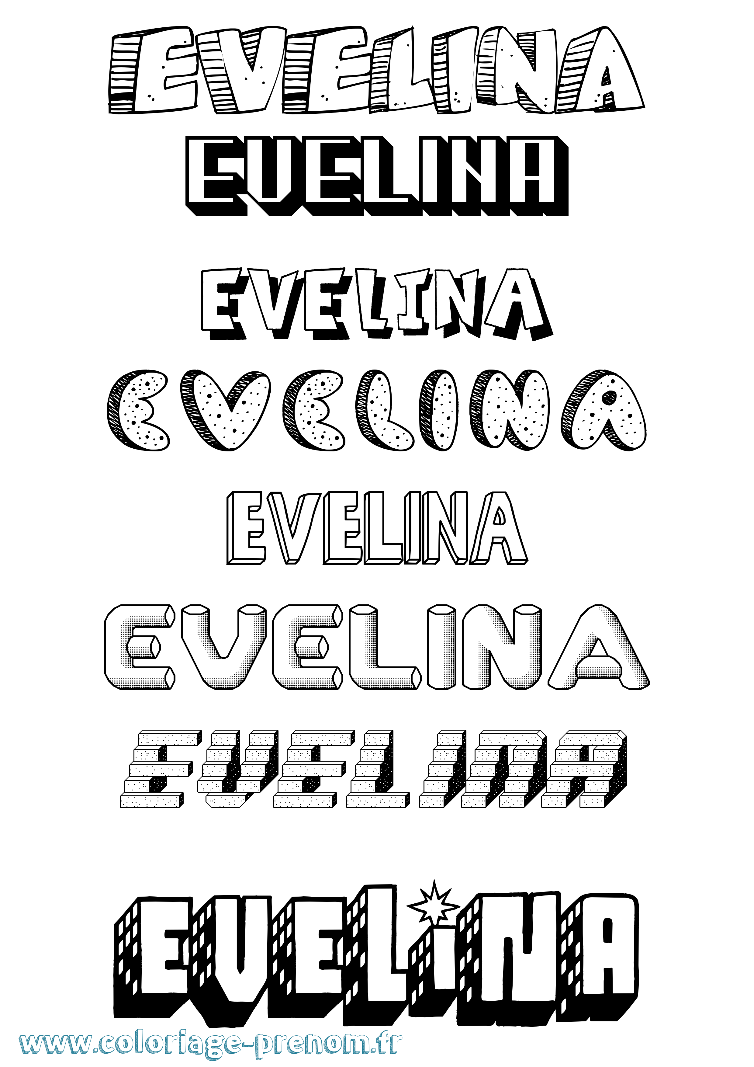 Coloriage Evelina Effet 3D Coloriage prénom Evelina Effet 3D
