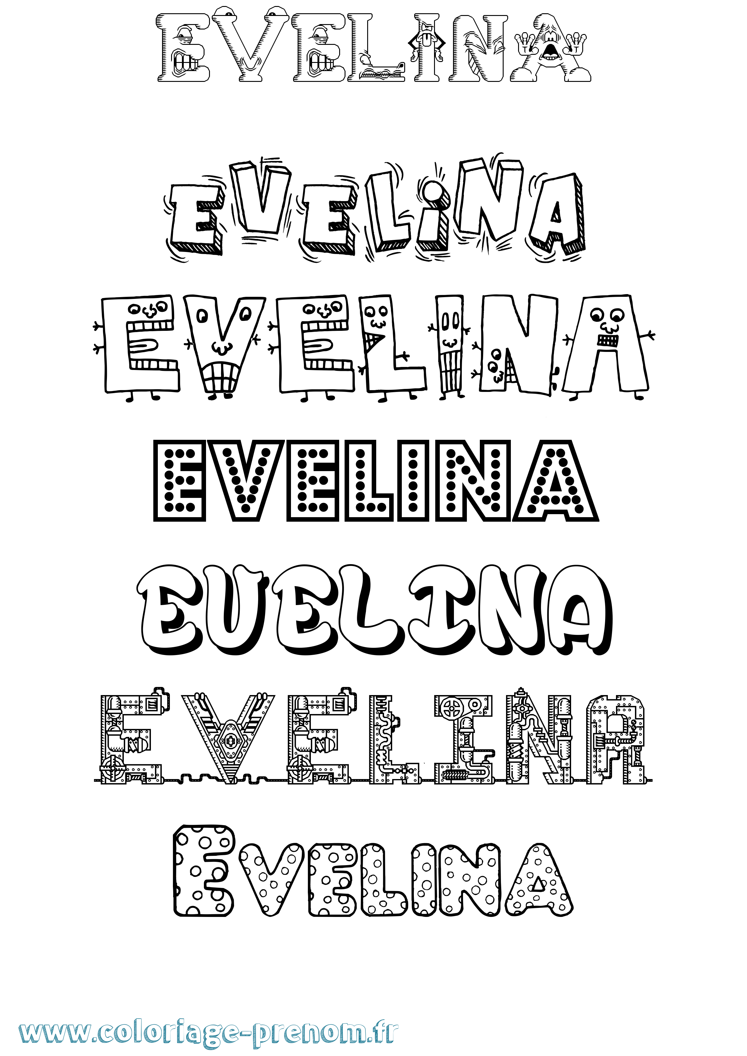 Coloriage Evelina Fun Coloriage prénom Evelina Fun