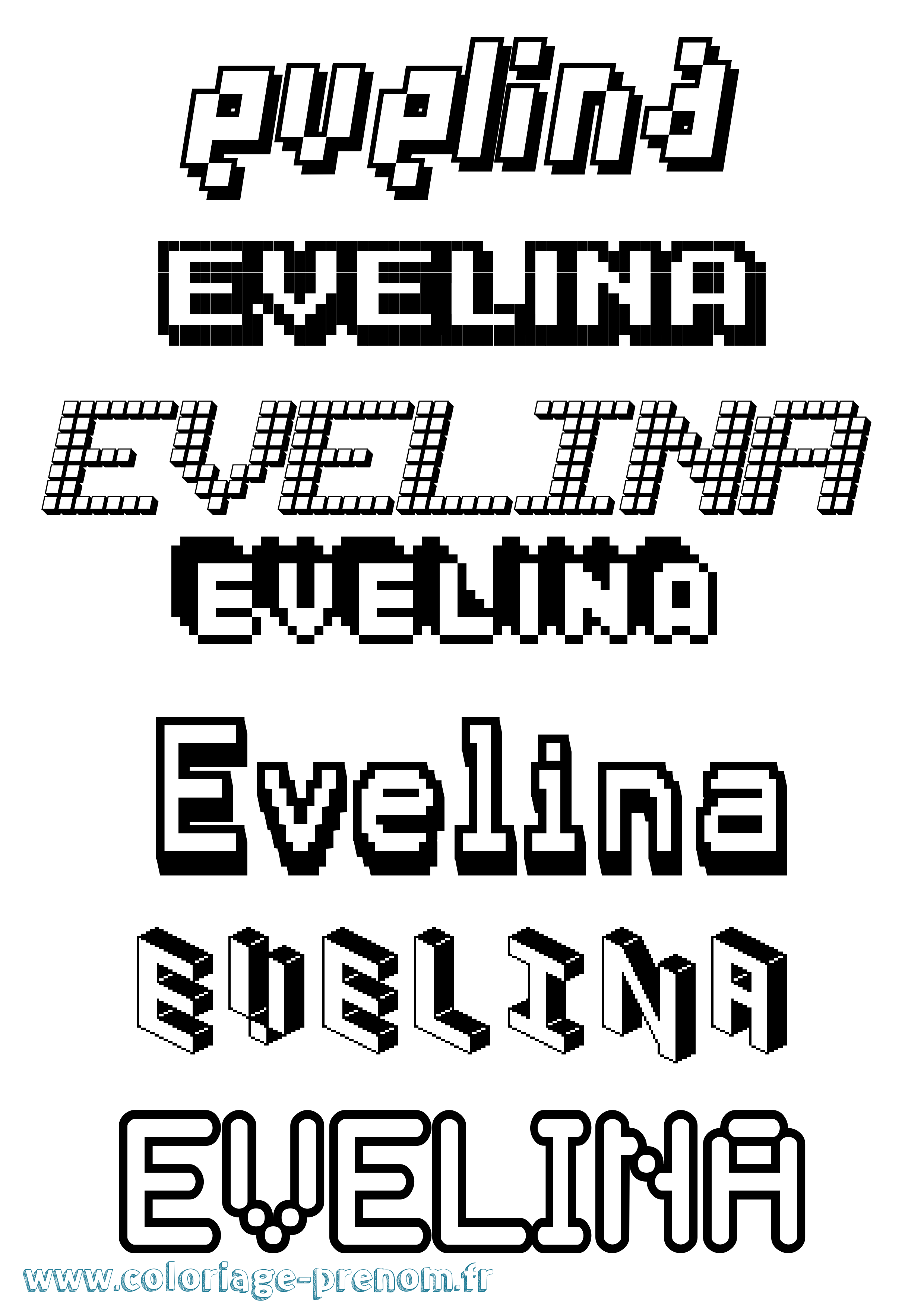 Coloriage Evelina Pixel Coloriage prénom Evelina Pixel