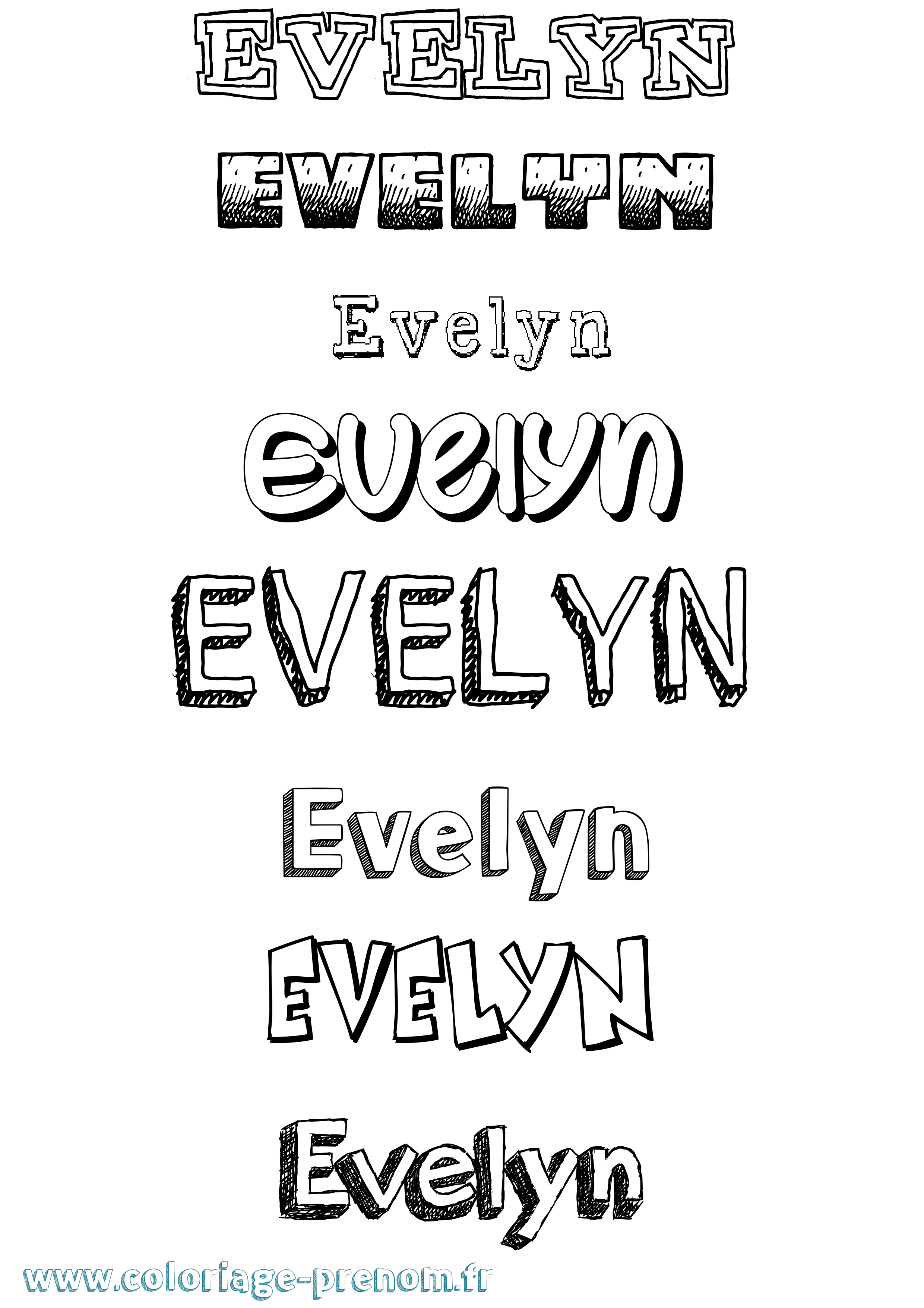 Coloriage prénom Evelyn Dessiné