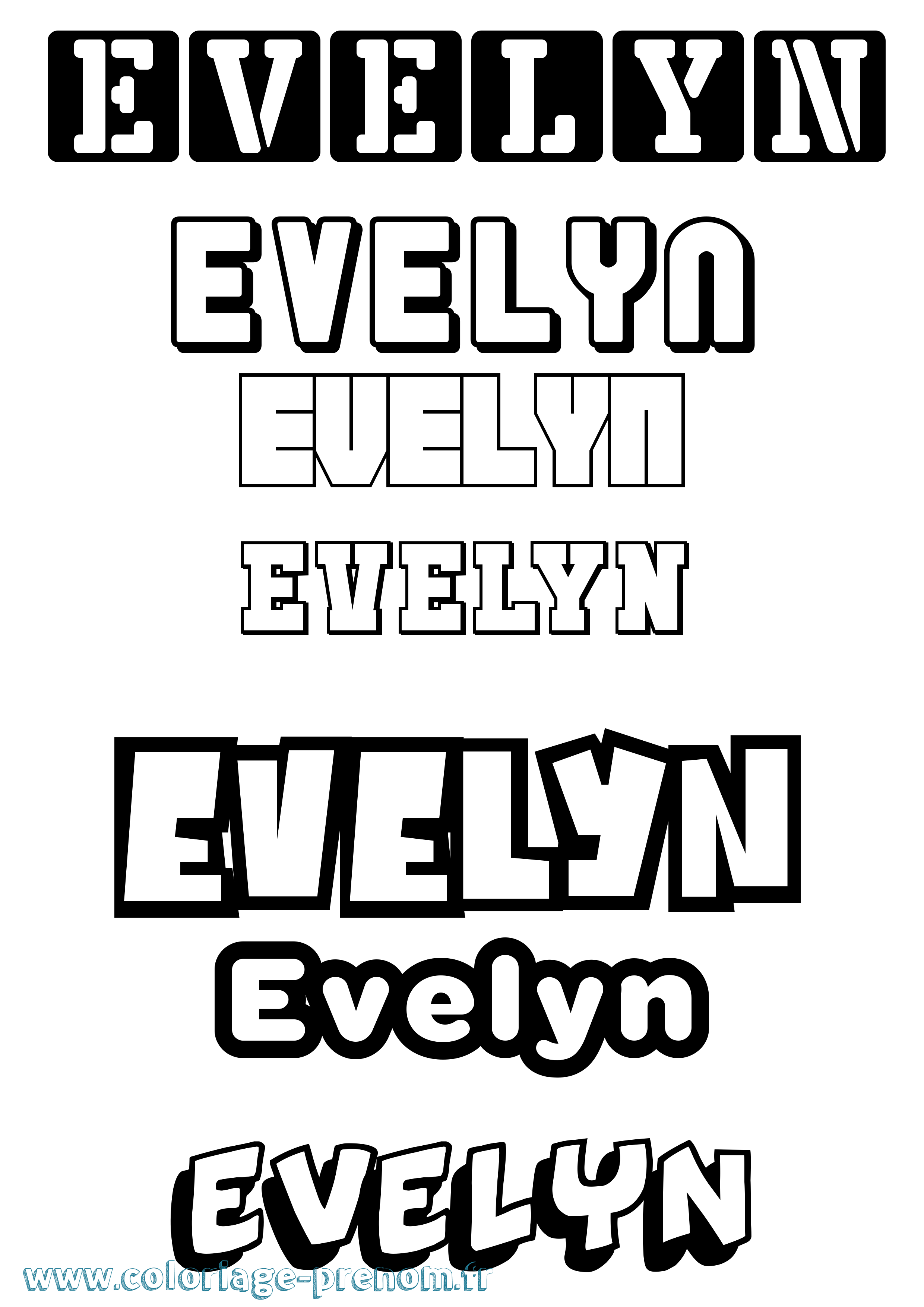 Coloriage prénom Evelyn Simple