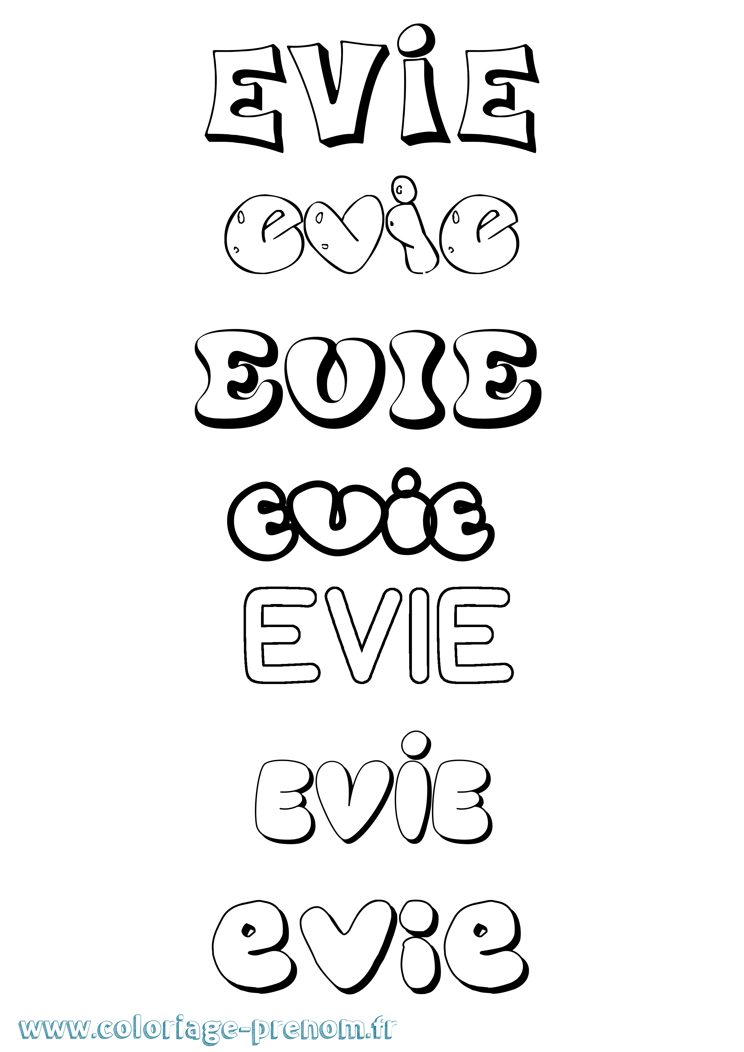 Coloriage prénom Evie Bubble