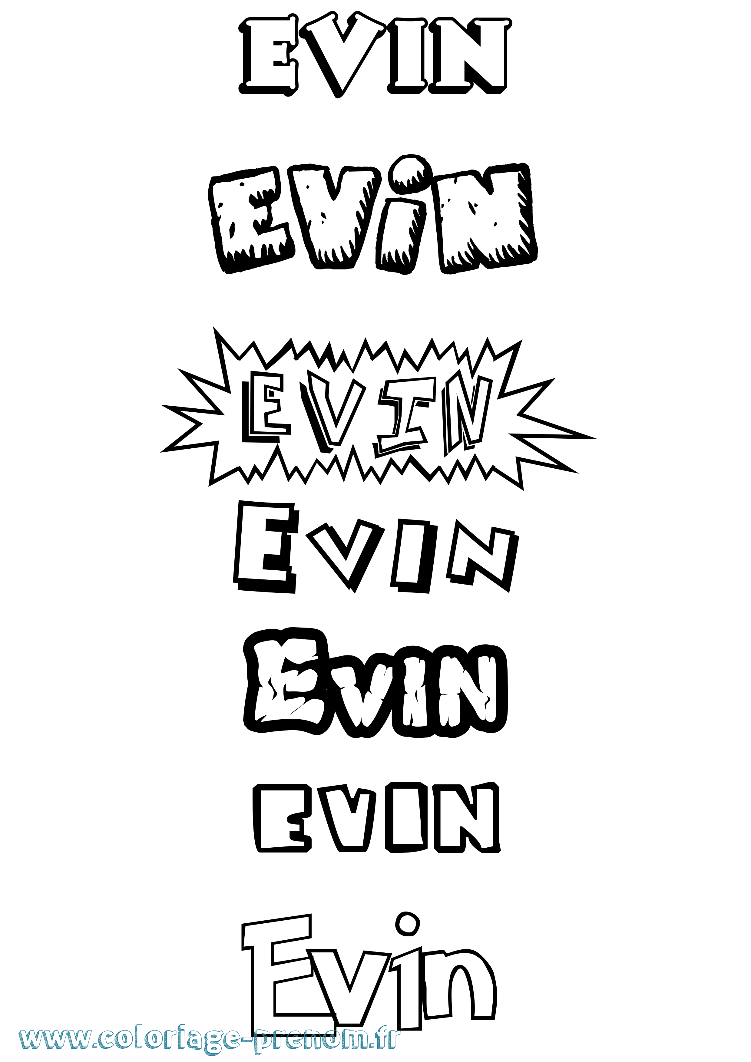 Coloriage Evin Dessin Animé Coloriage prénom Evin Dessin Animé