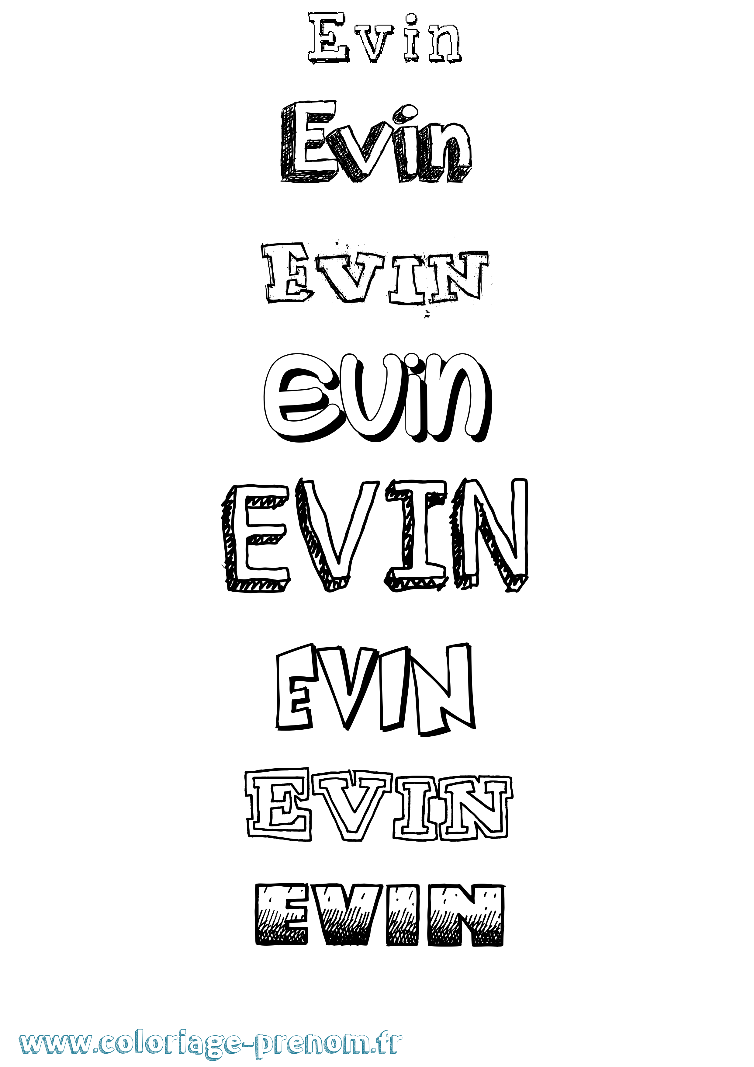 Coloriage Evin Dessiné Coloriage prénom Evin Dessiné