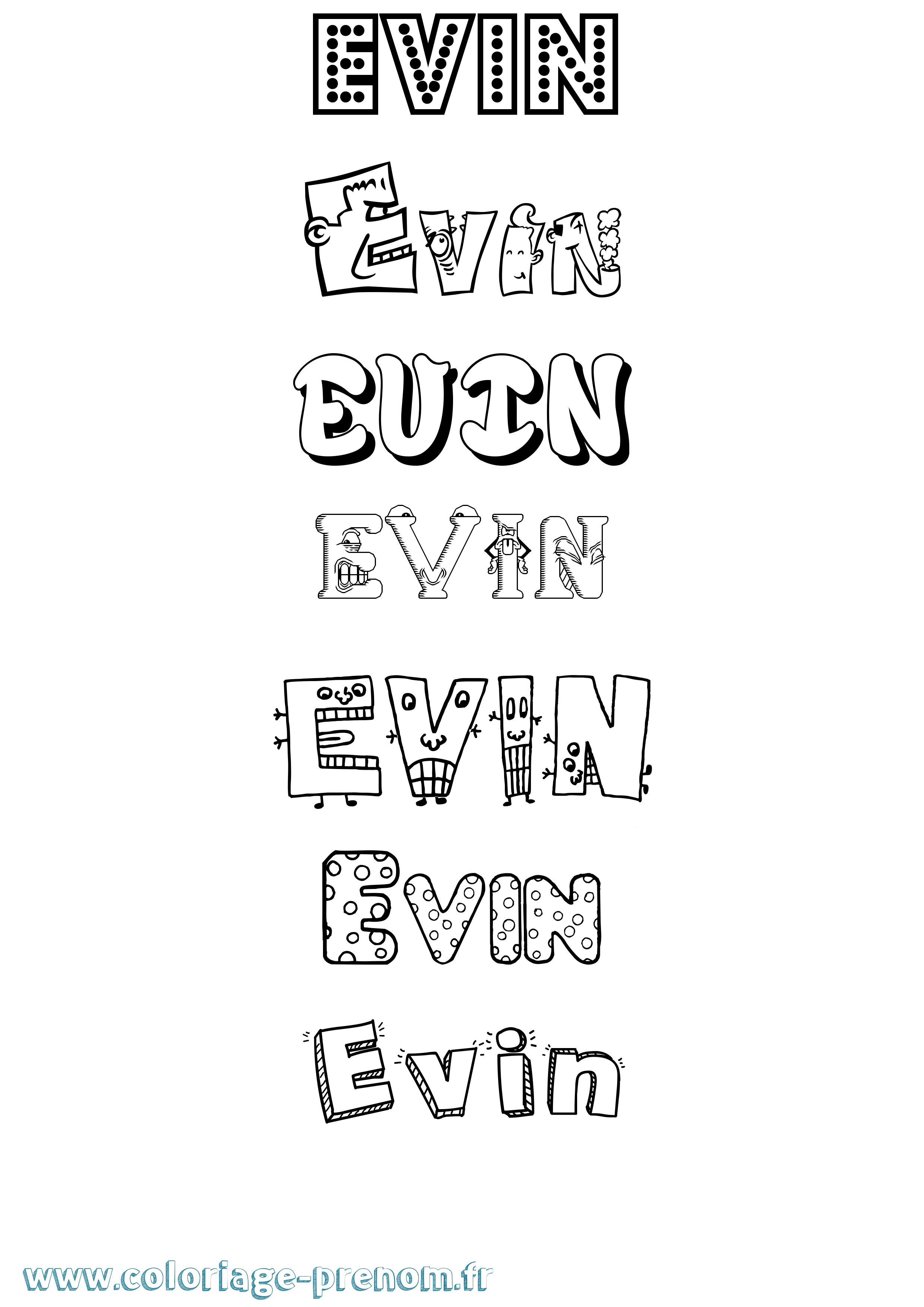 Coloriage Evin Fun Coloriage prénom Evin Fun