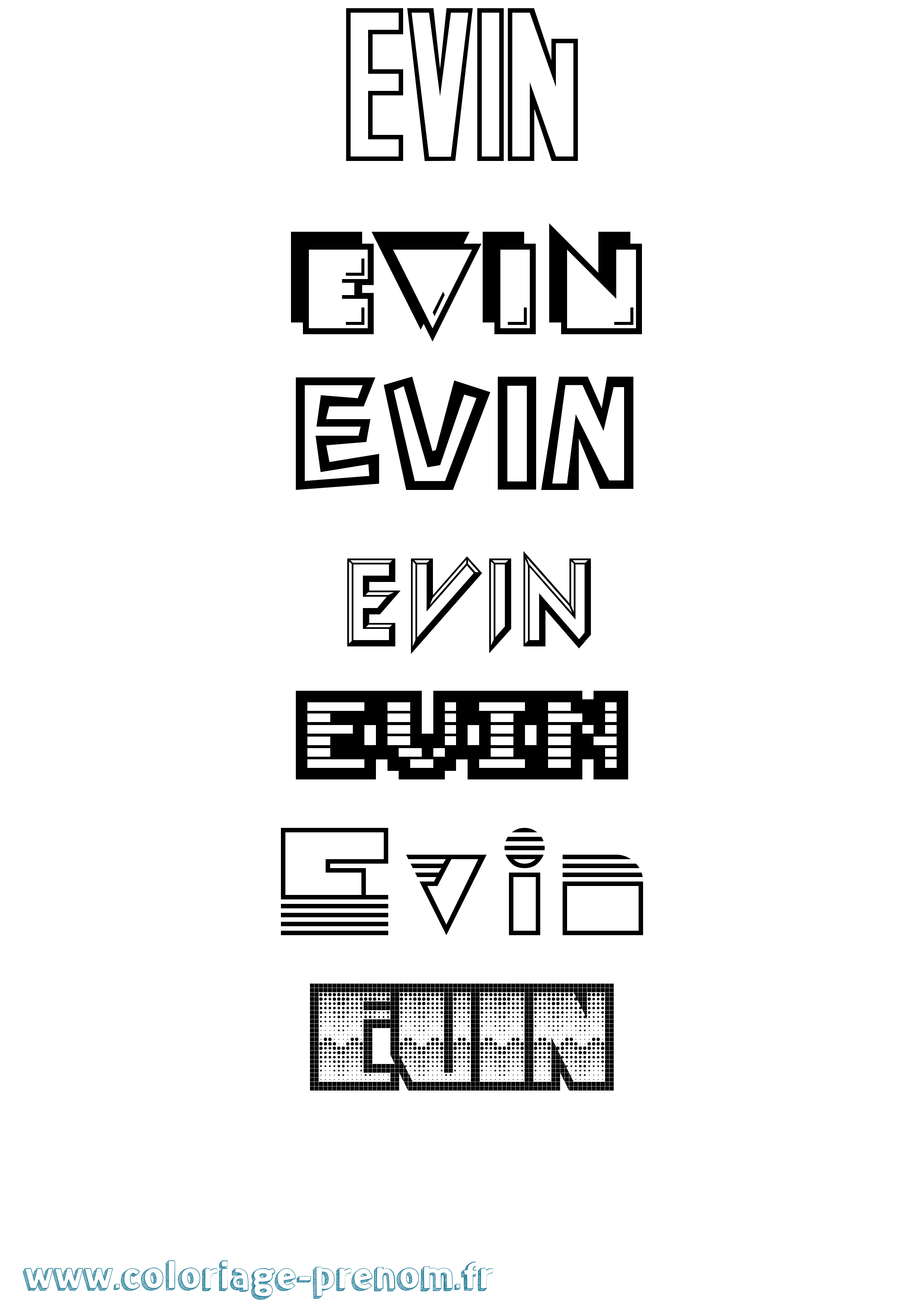 Coloriage Evin Jeux Vidéos Coloriage prénom Evin Jeux Vidéos