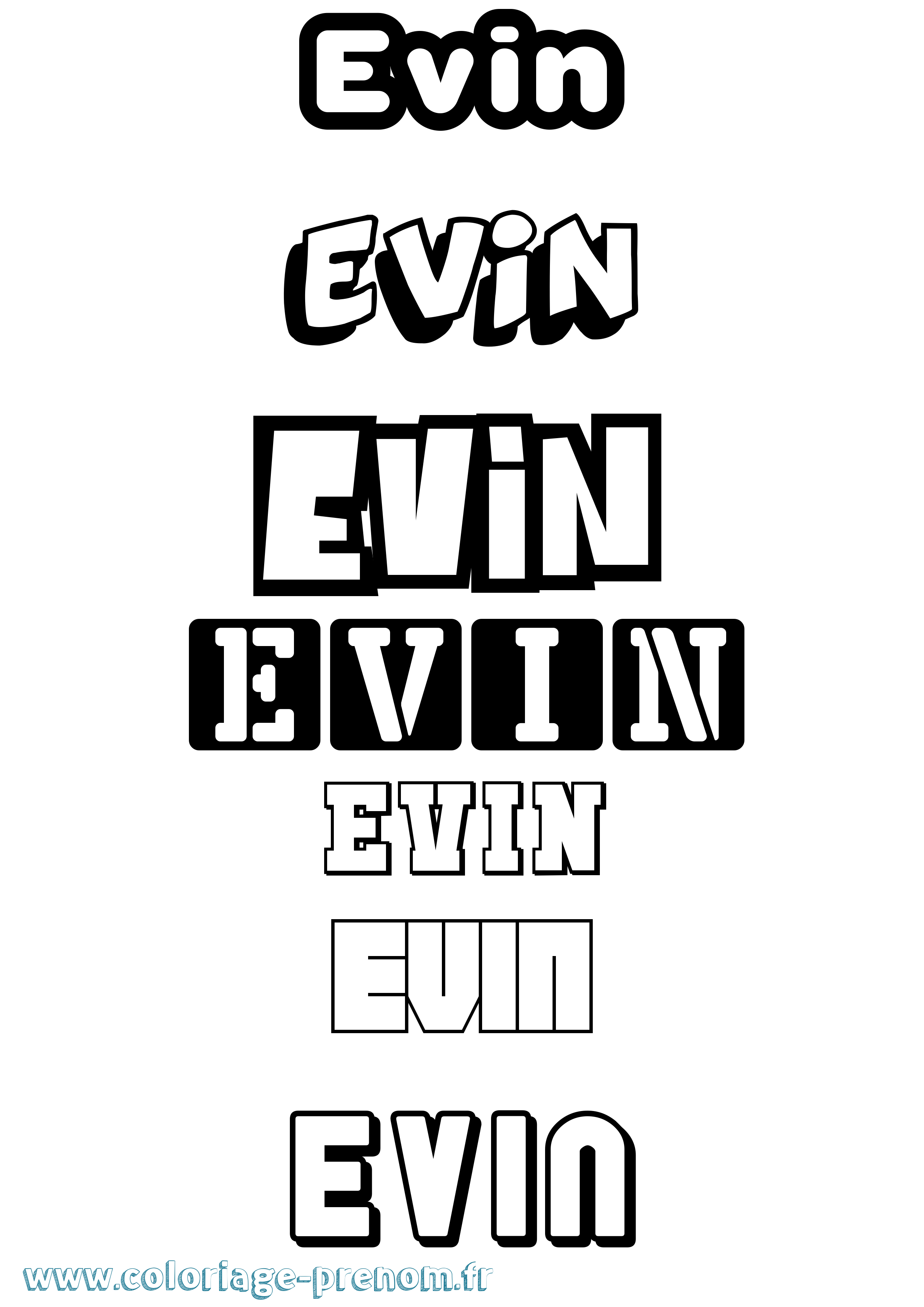 Coloriage Evin Simple Coloriage prénom Evin Simple