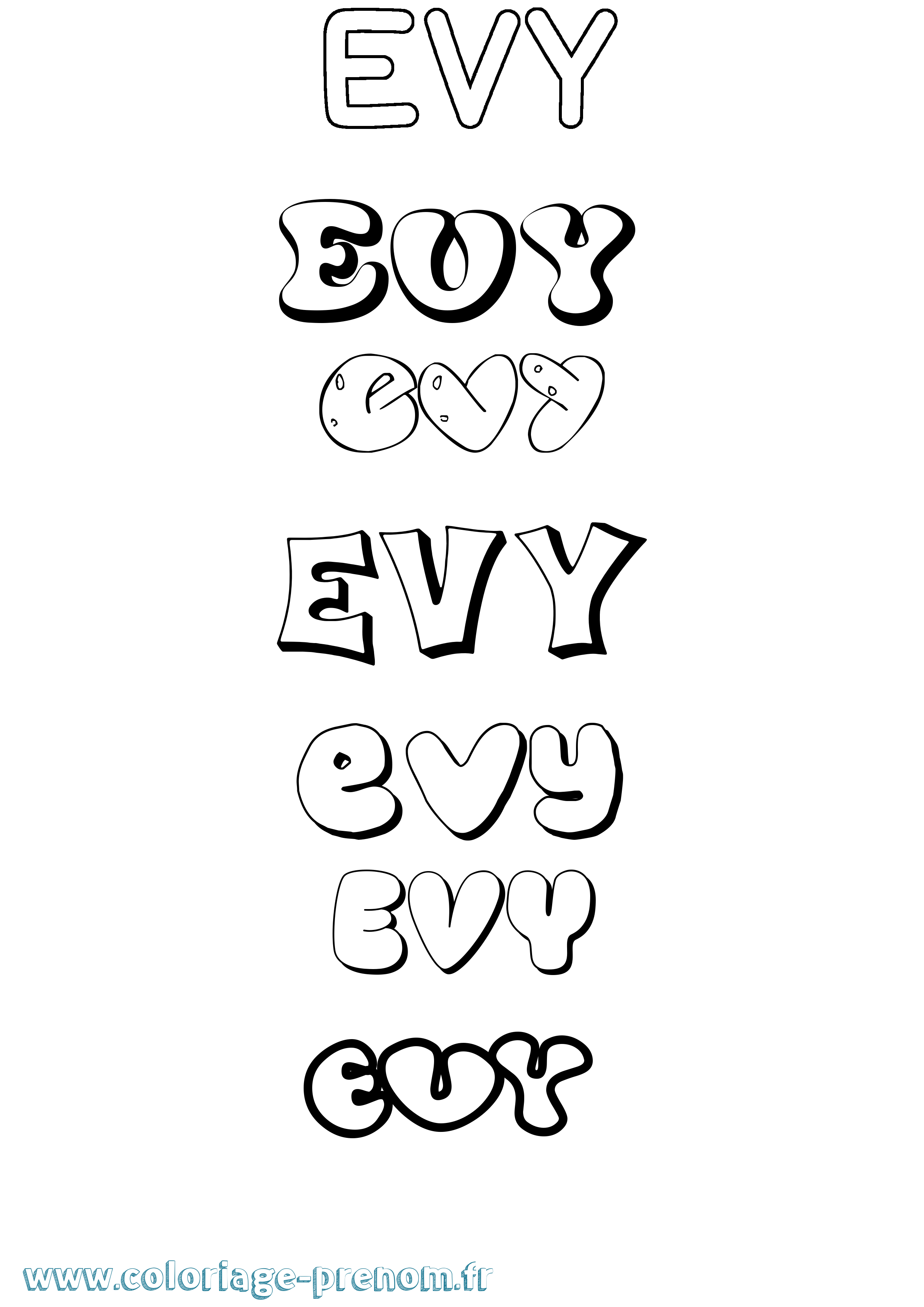 Coloriage prénom Evy