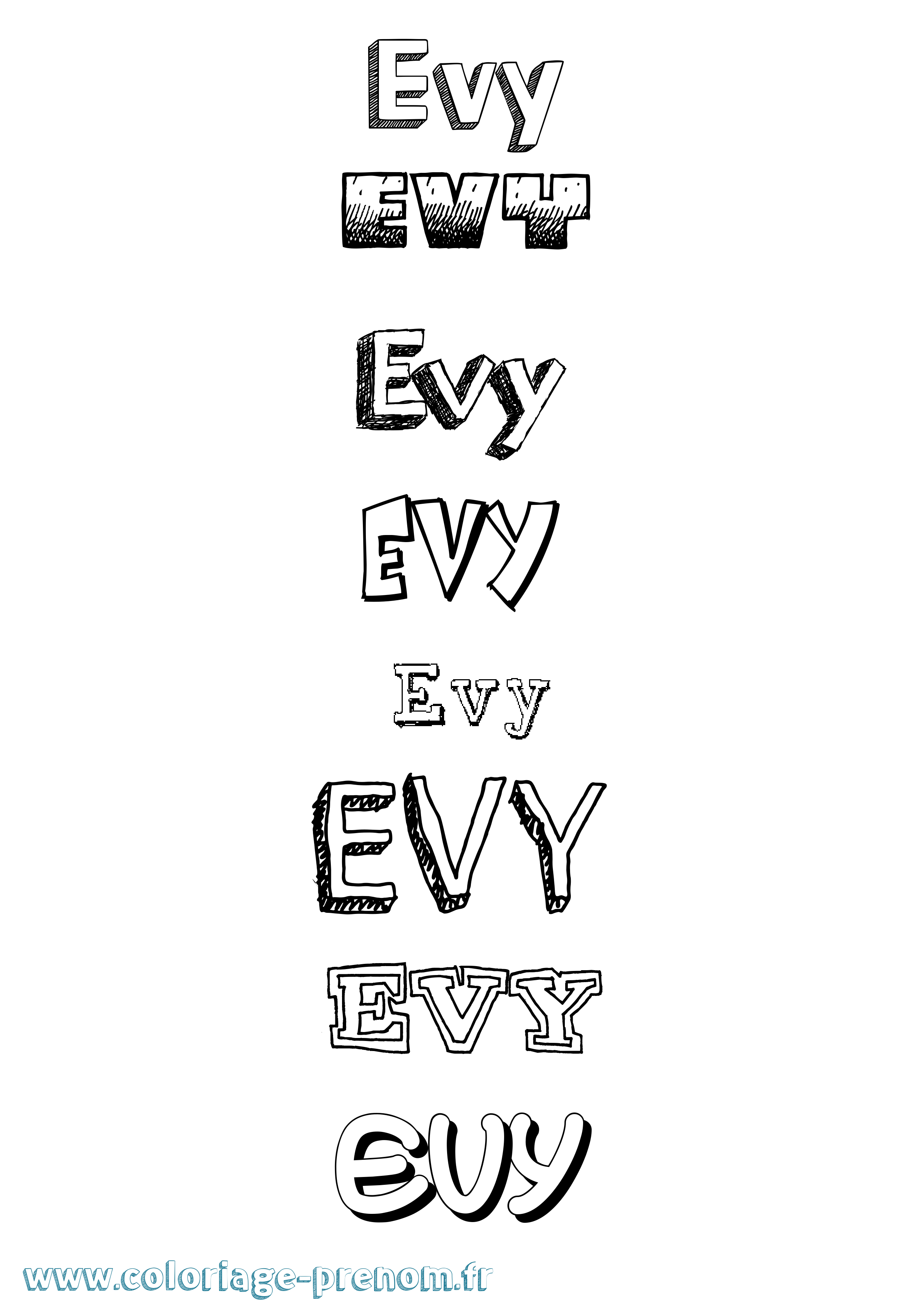 Coloriage prénom Evy