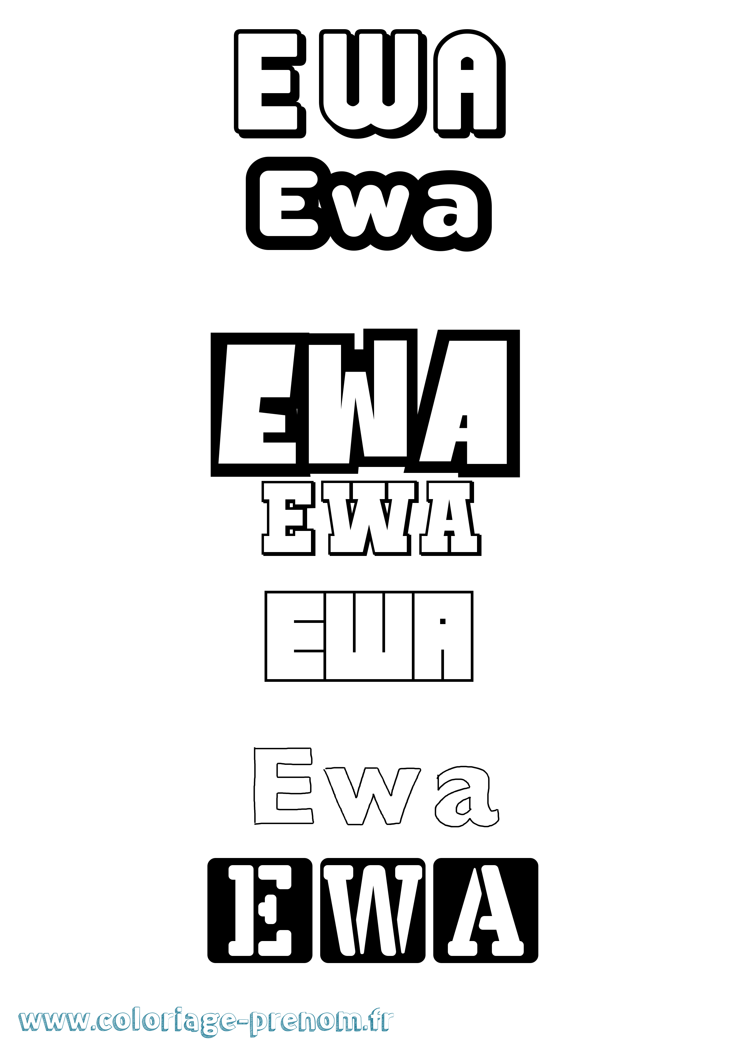 Coloriage prénom Ewa Simple
