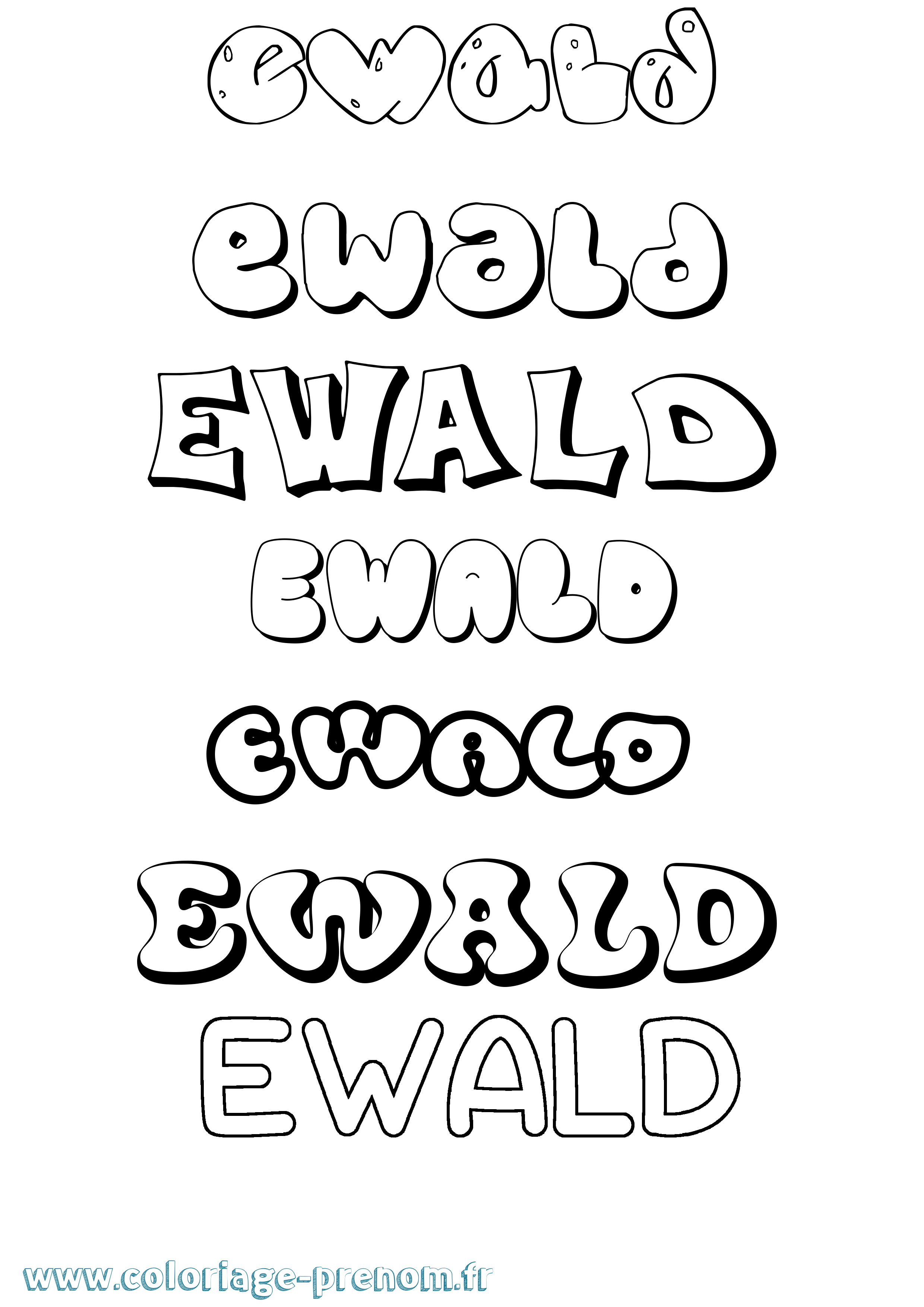 Coloriage prénom Ewald Bubble