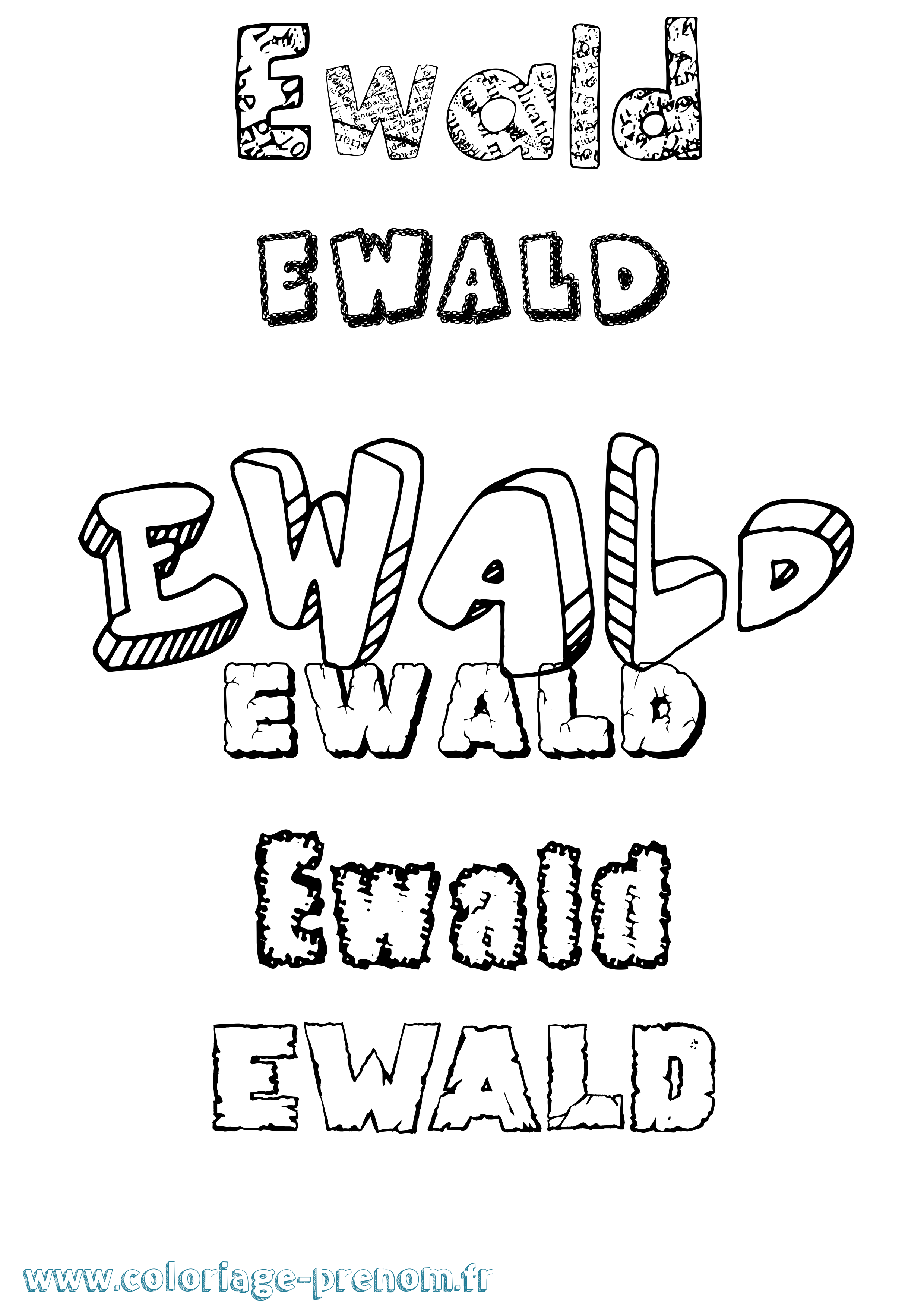 Coloriage Ewald Destructuré Coloriage prénom Ewald Destructuré