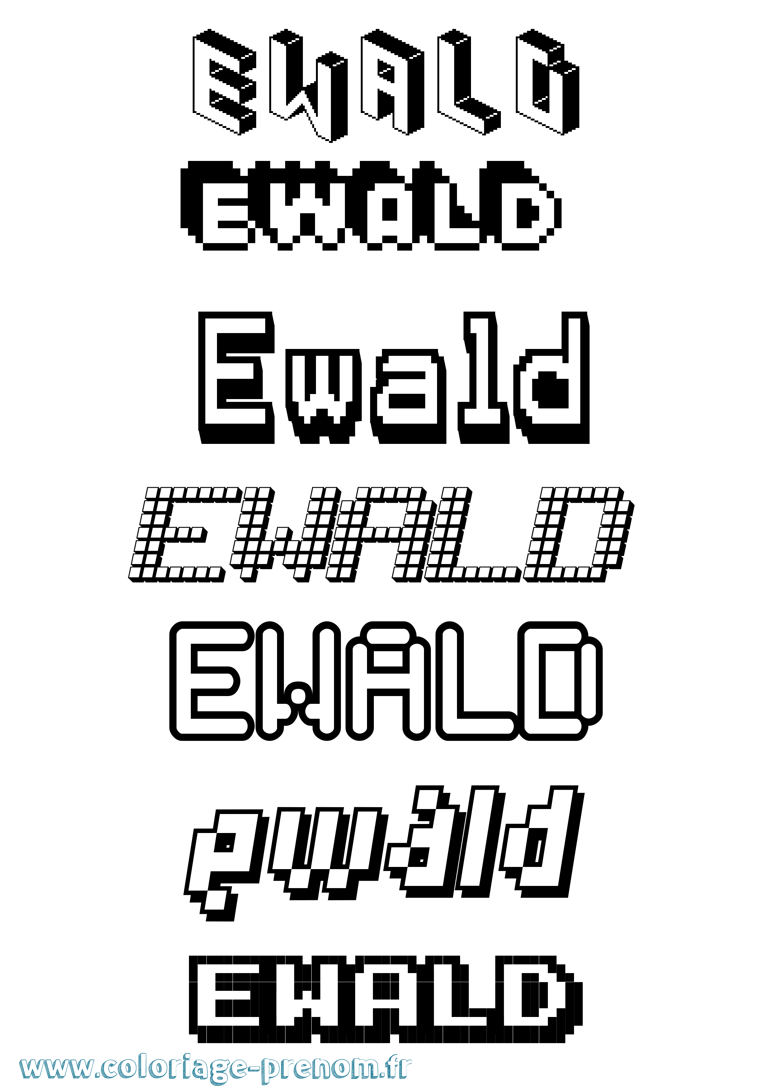 Coloriage prénom Ewald Pixel