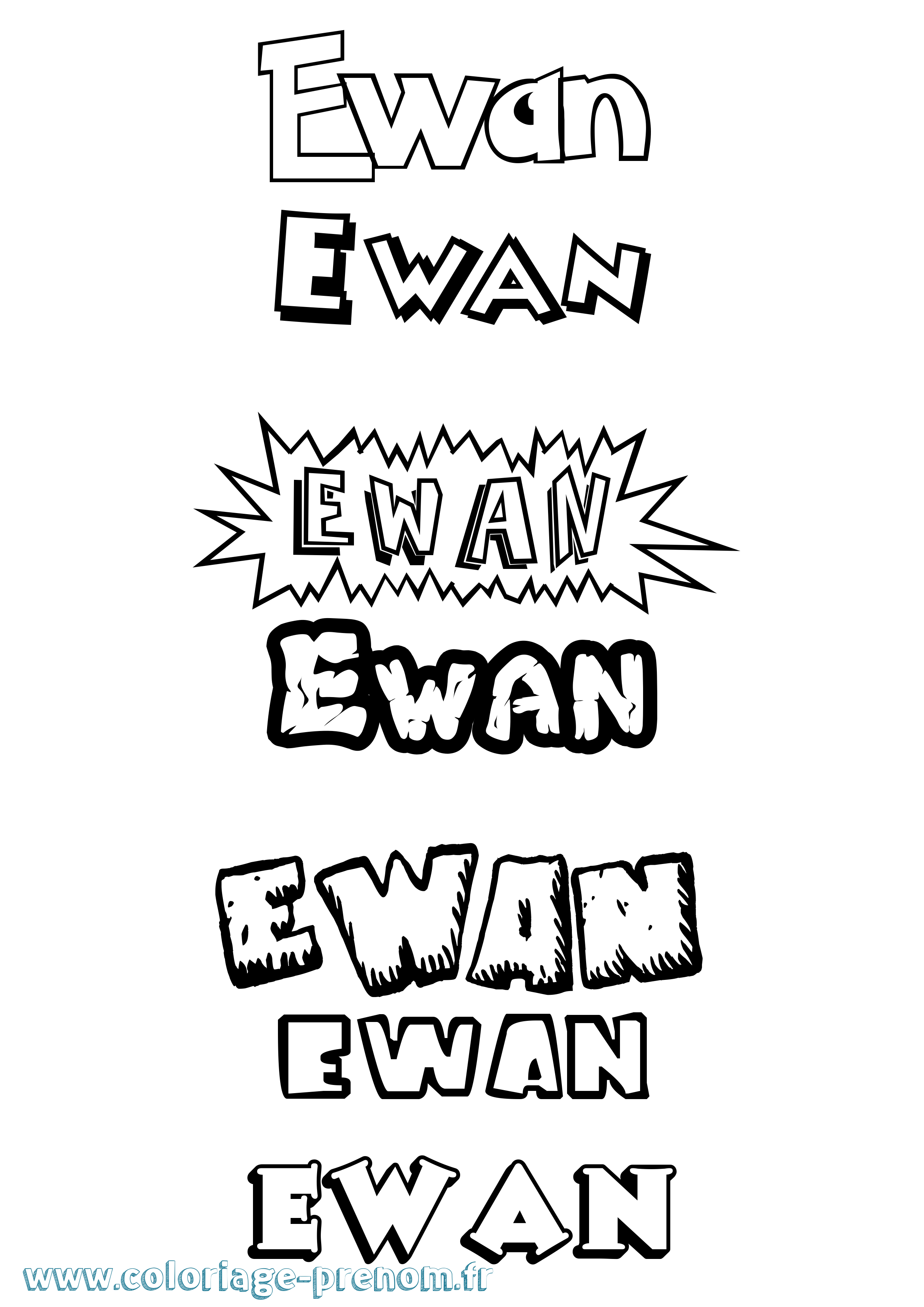 Coloriage prénom Ewan Dessin Animé