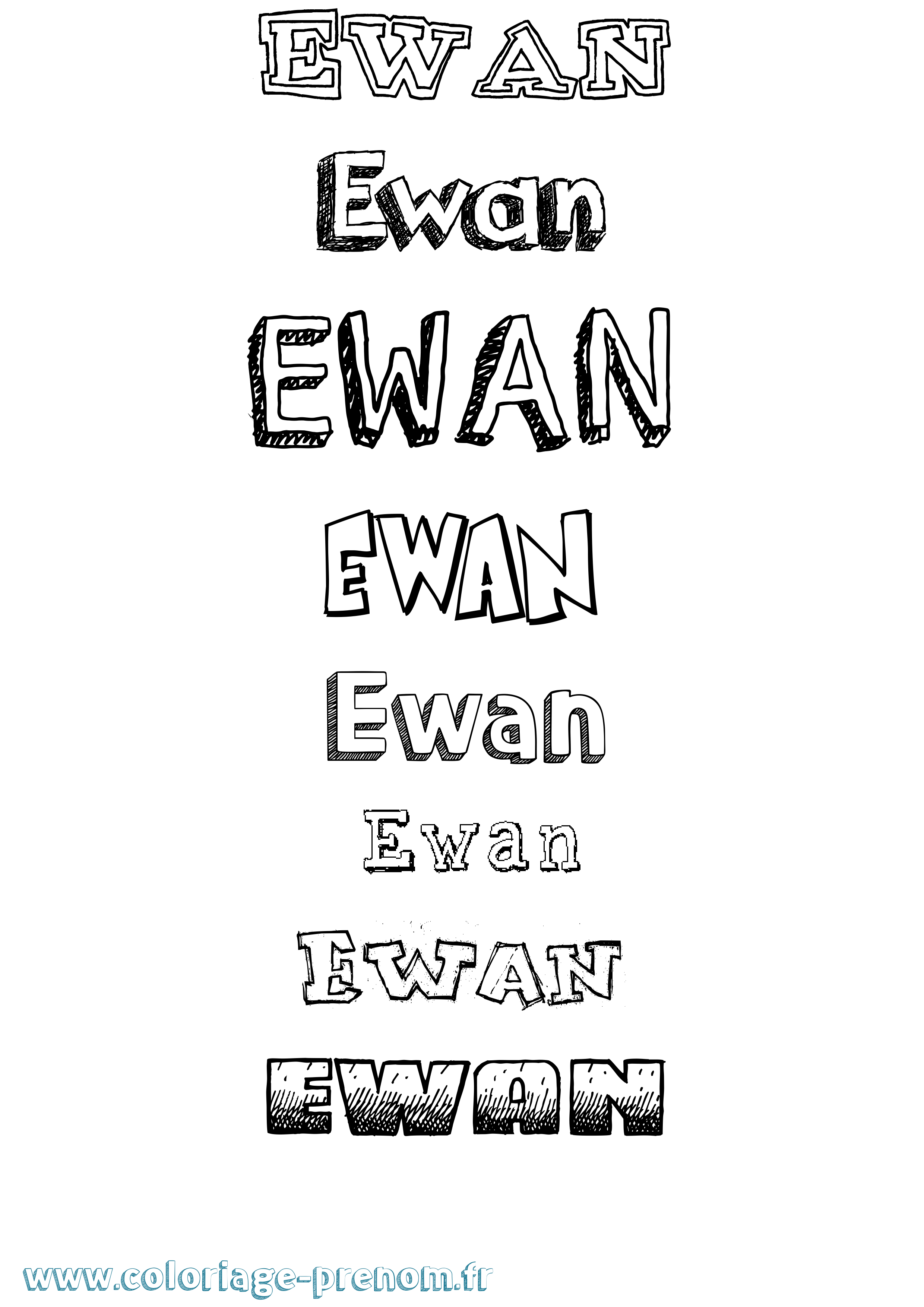 Coloriage prénom Ewan Dessiné
