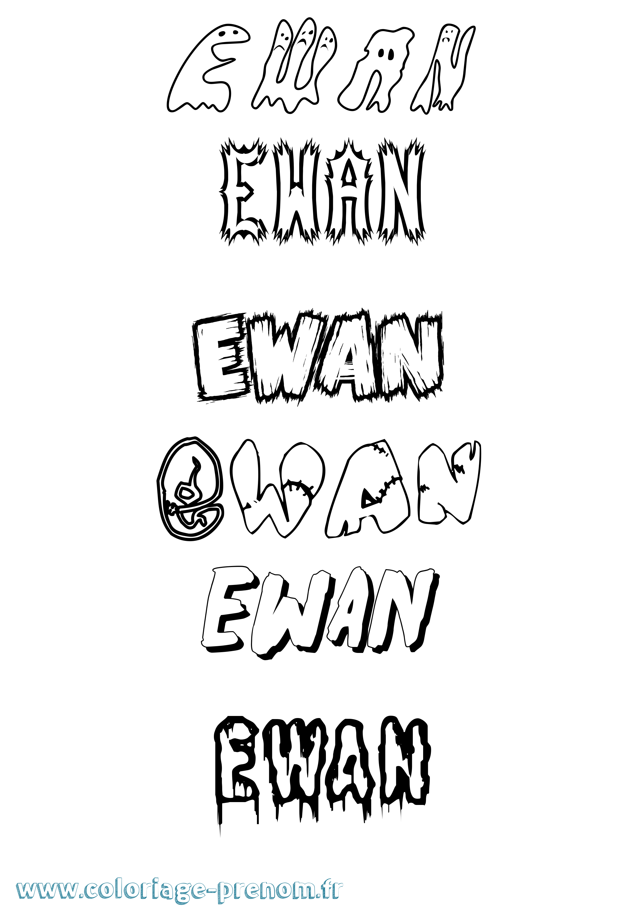 Coloriage prénom Ewan Frisson