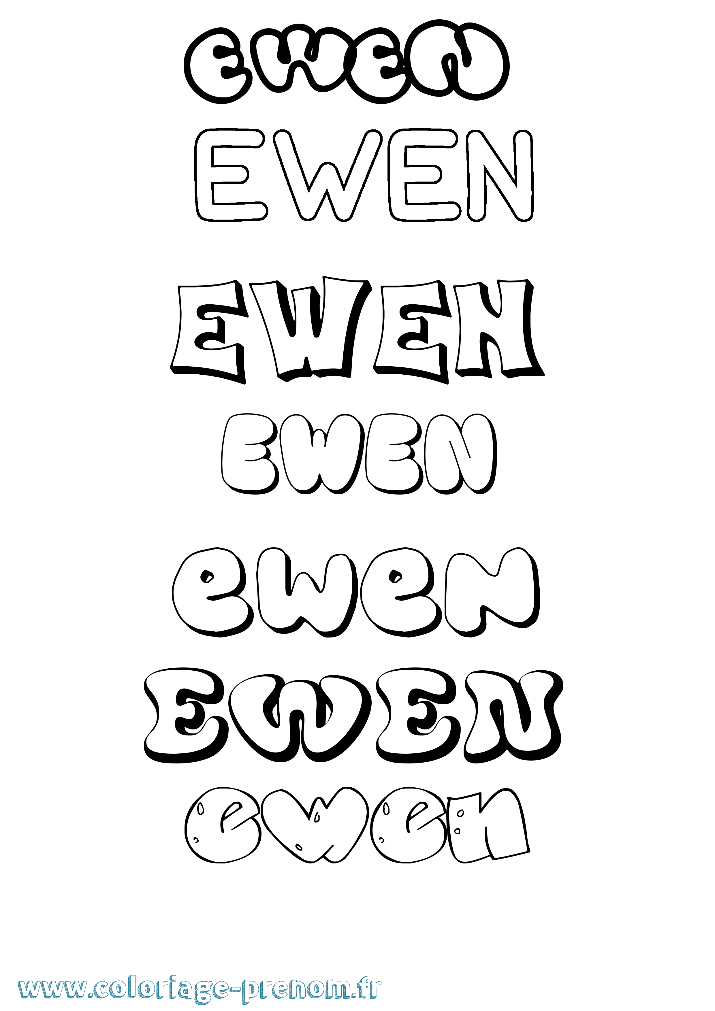 Coloriage prénom Ewen Bubble