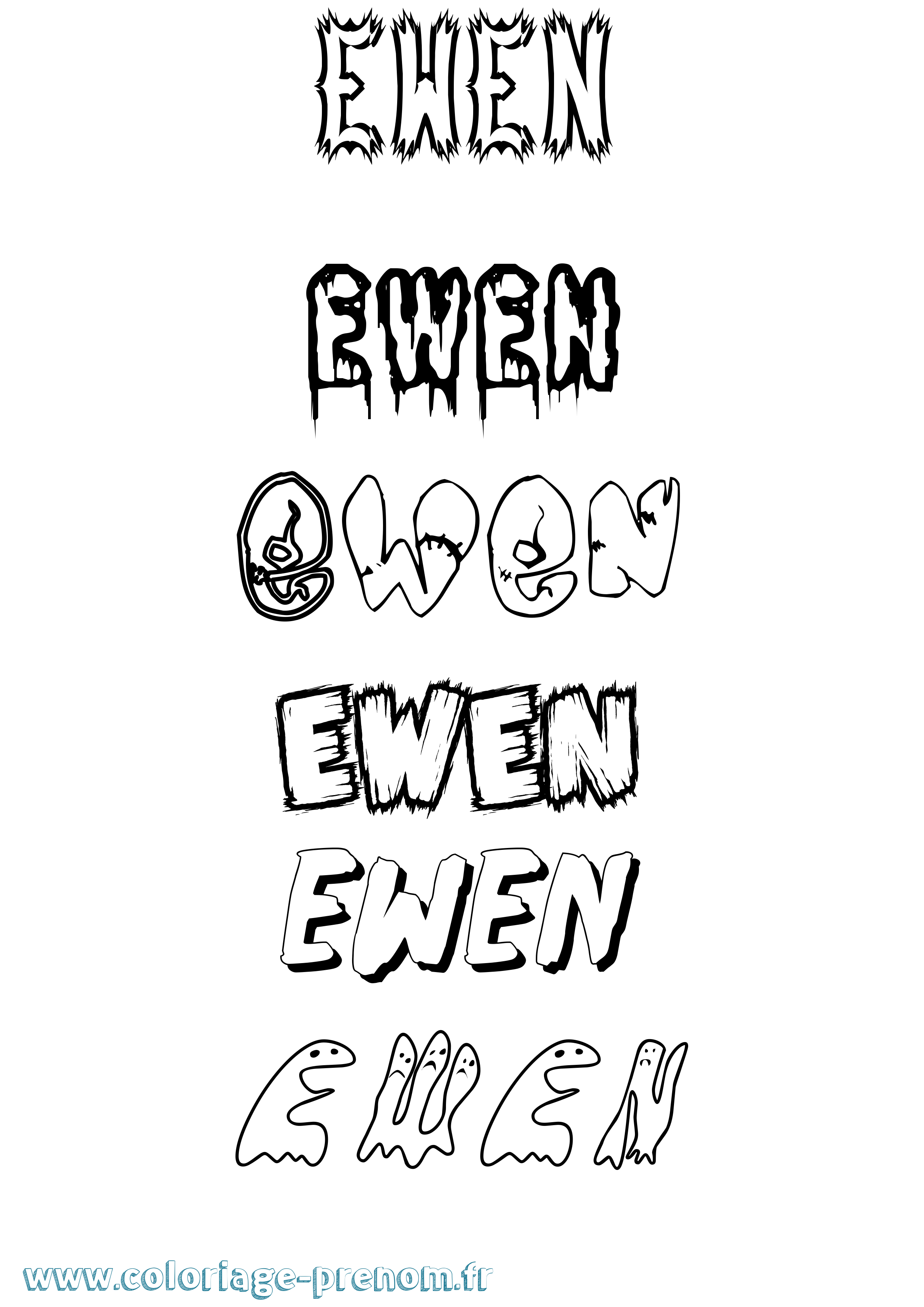 Coloriage prénom Ewen Frisson