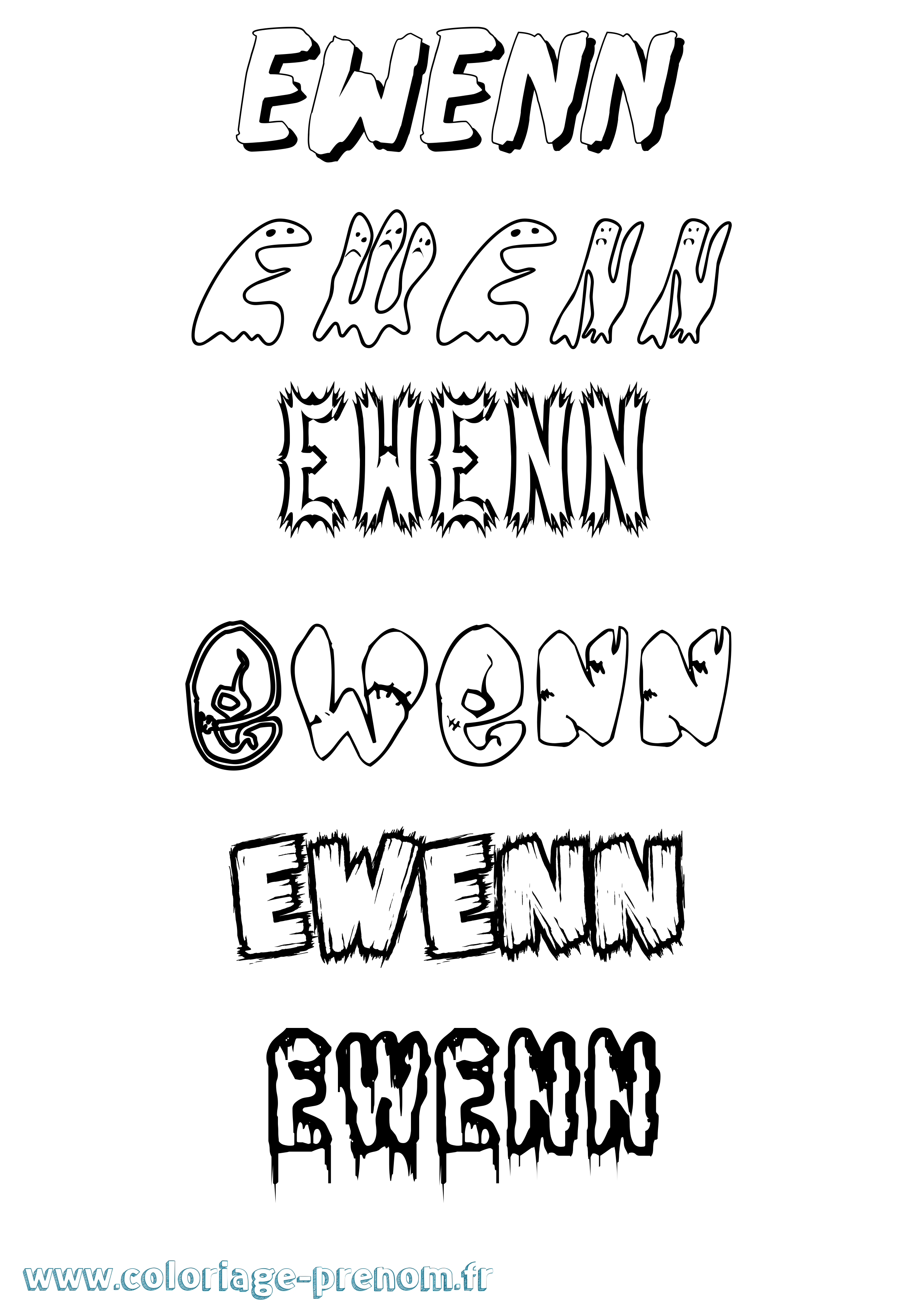 Coloriage prénom Ewenn Frisson