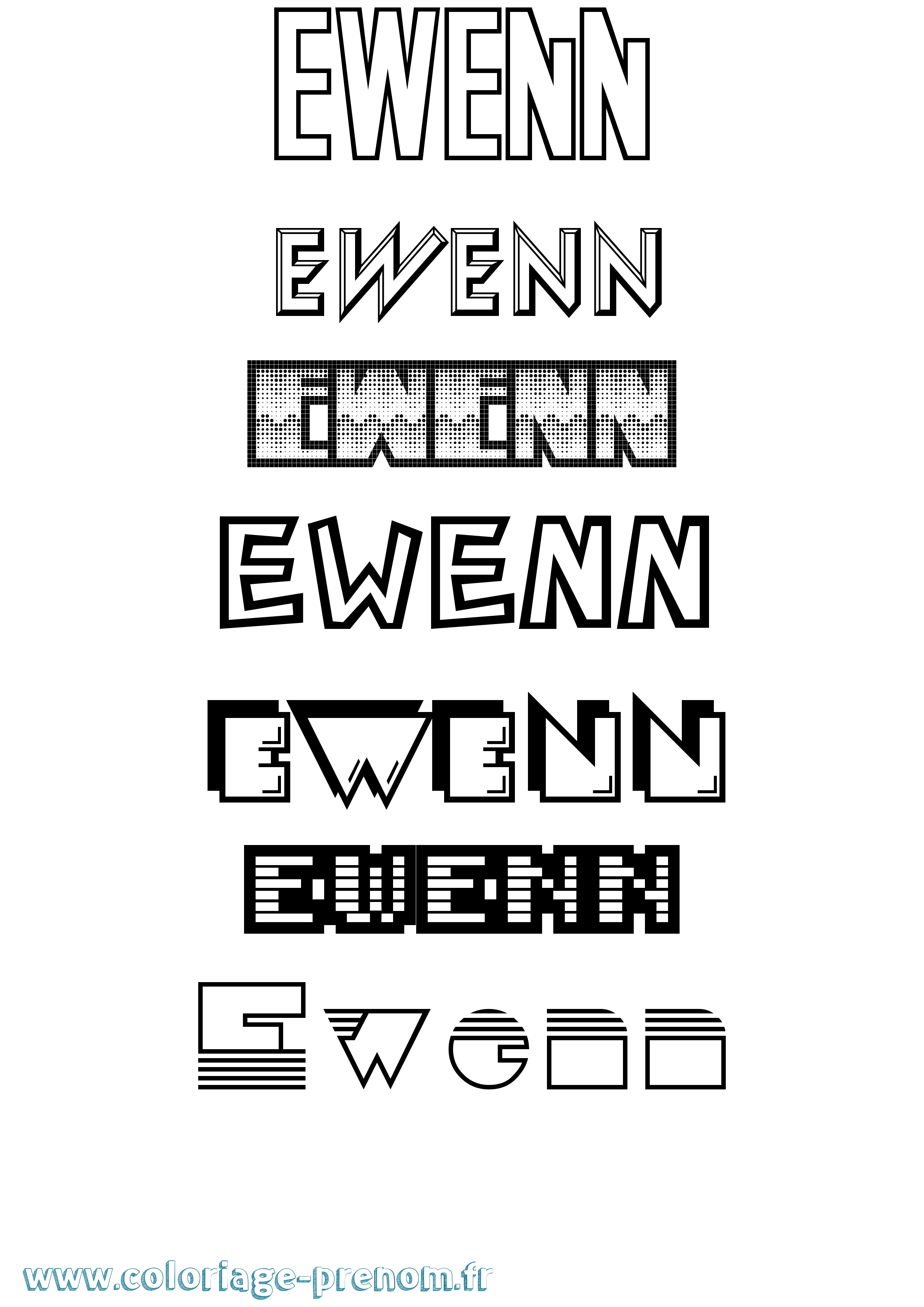 Coloriage prénom Ewenn