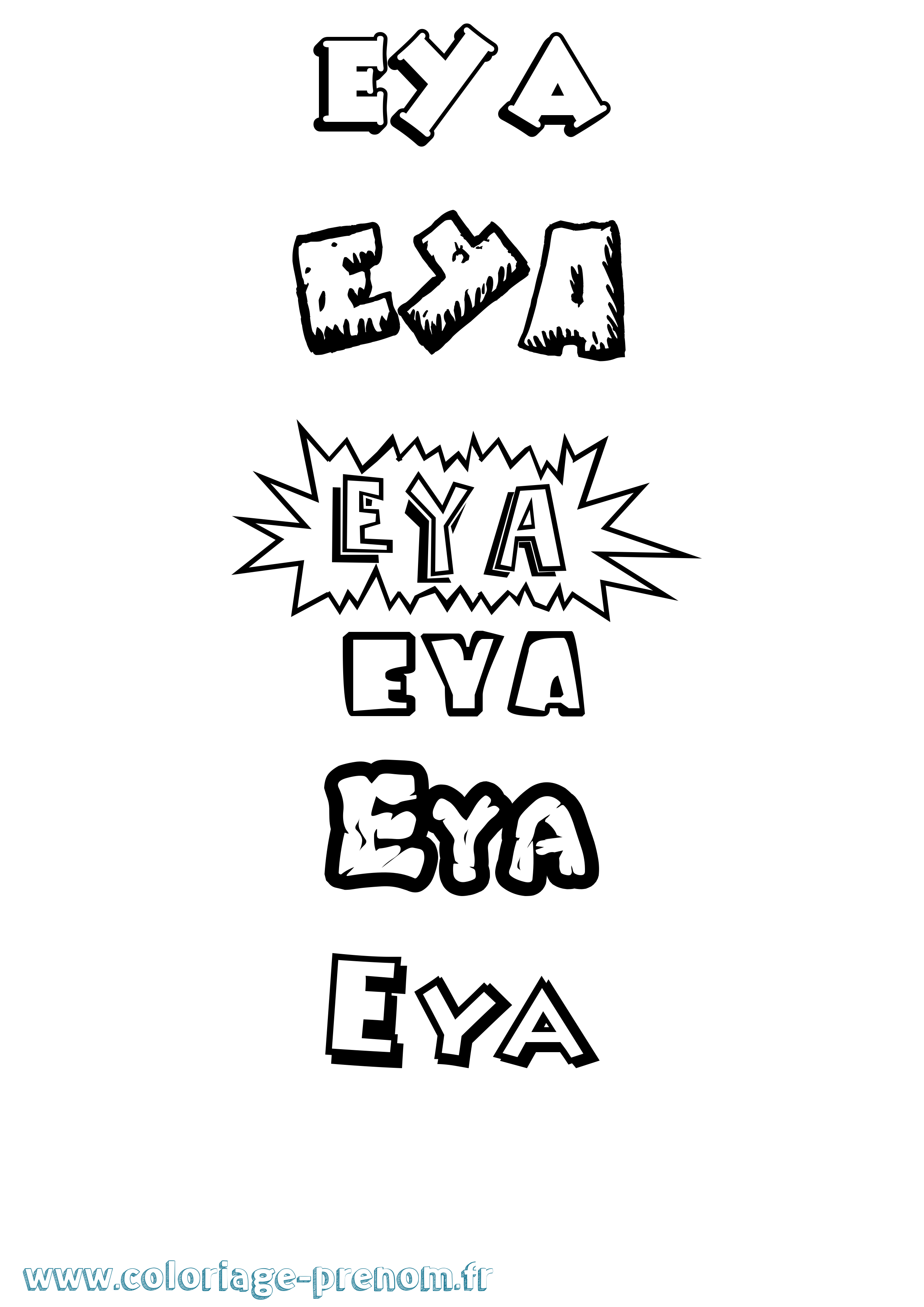 Coloriage Eya Dessin Animé Coloriage prénom Eya Dessin Animé